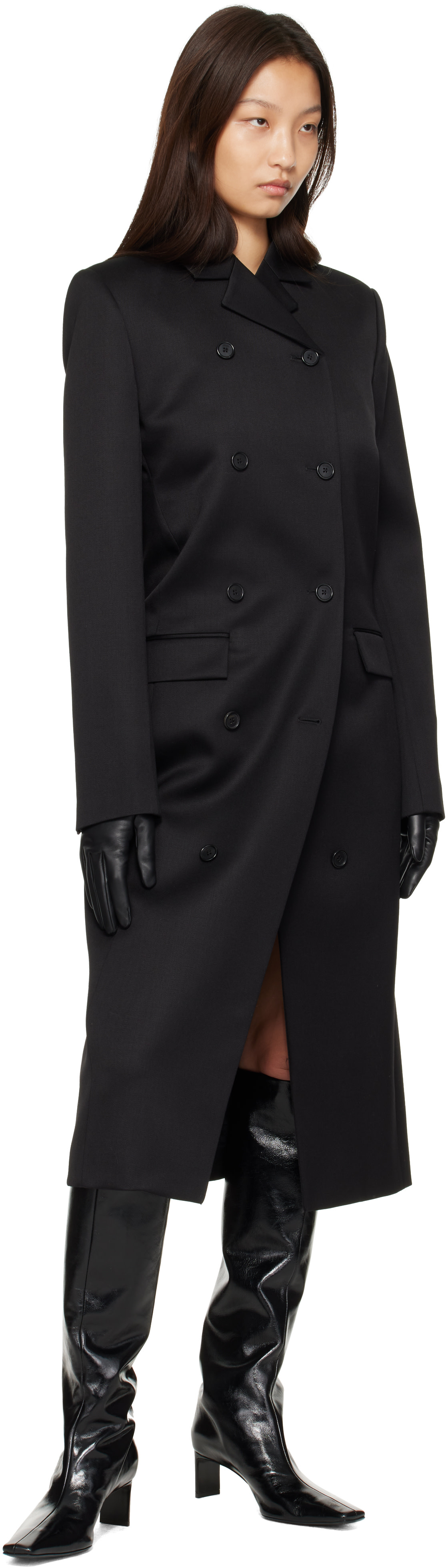 KHAITE - Gants mi-longs Remo noirs