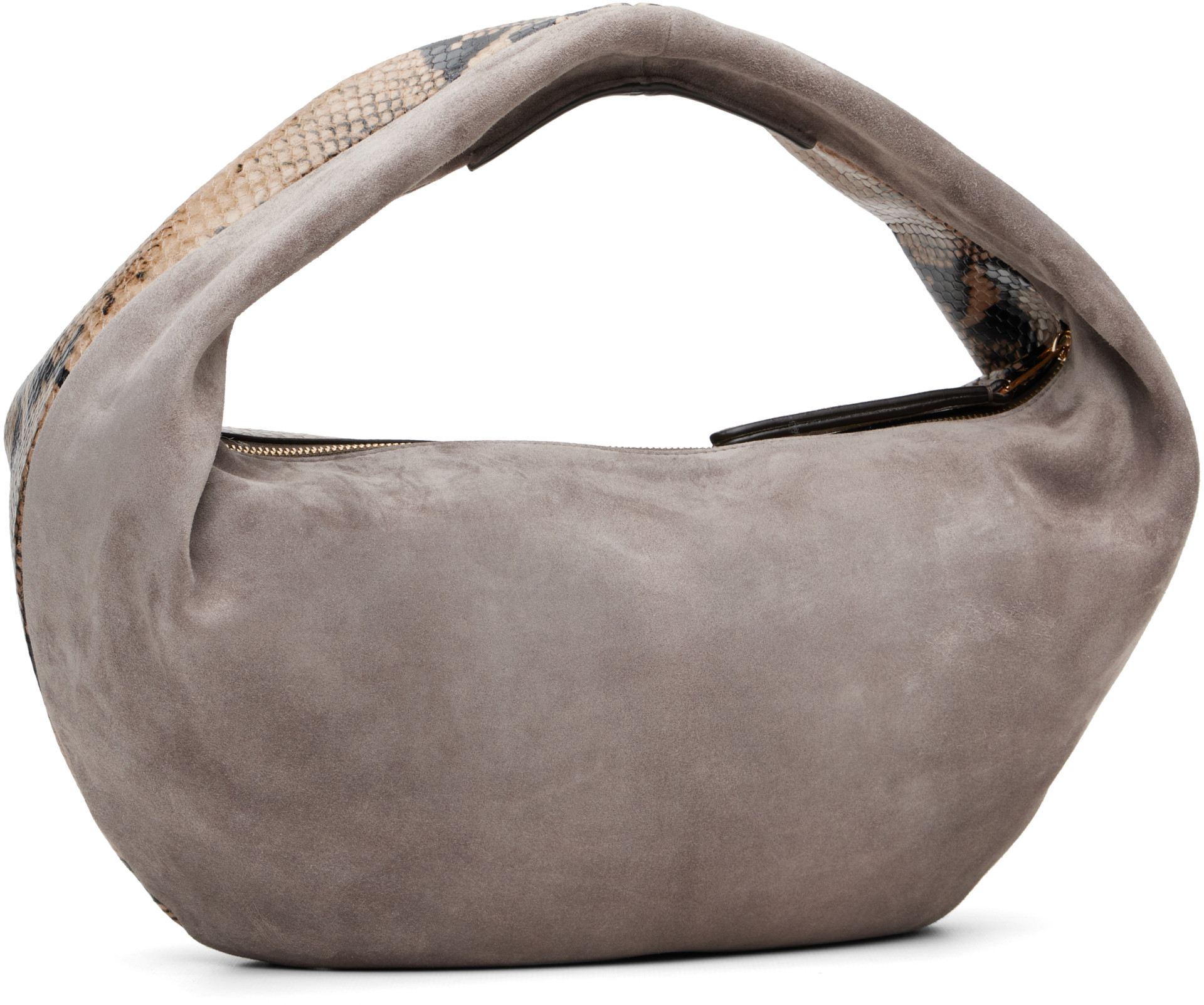 KHAITE - Beige & Gray Olivia Medium Python Emboss Bag