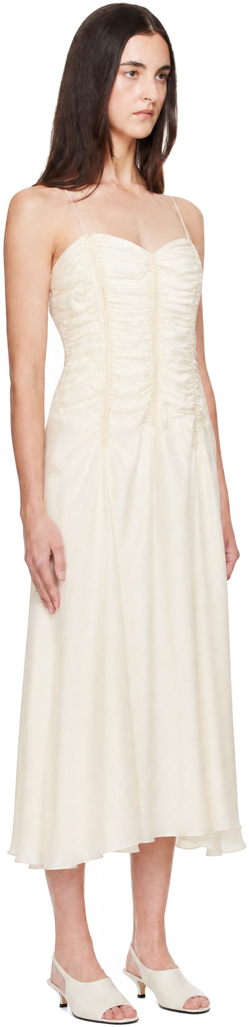 KHAITE - Robe midi Raina blanc cassé