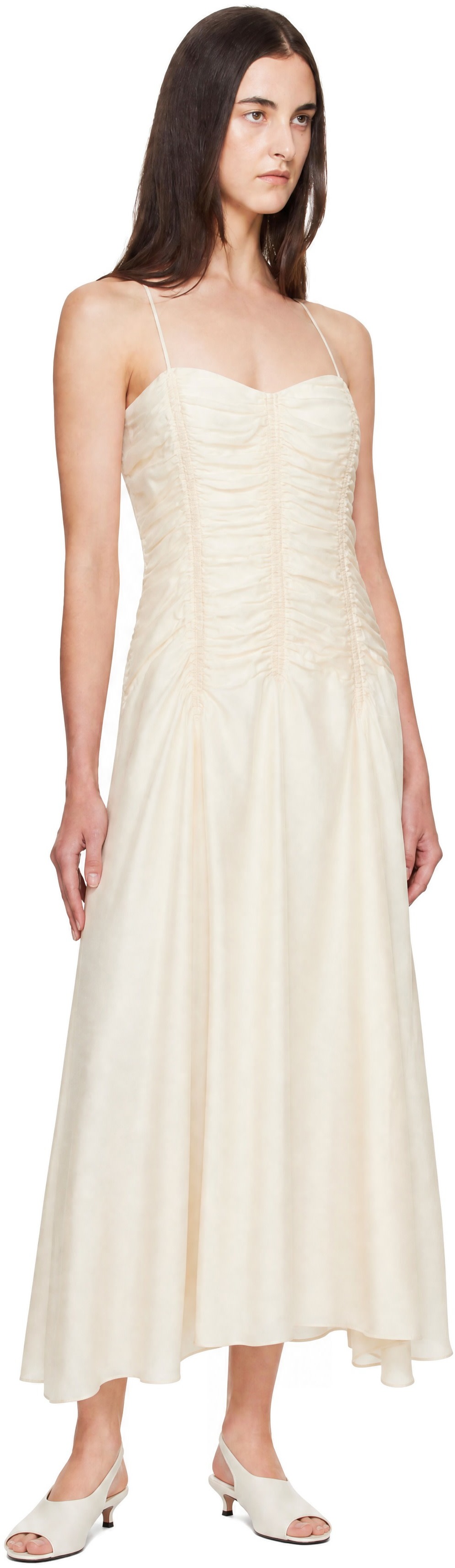 KHAITE - Robe midi Raina blanc cassé