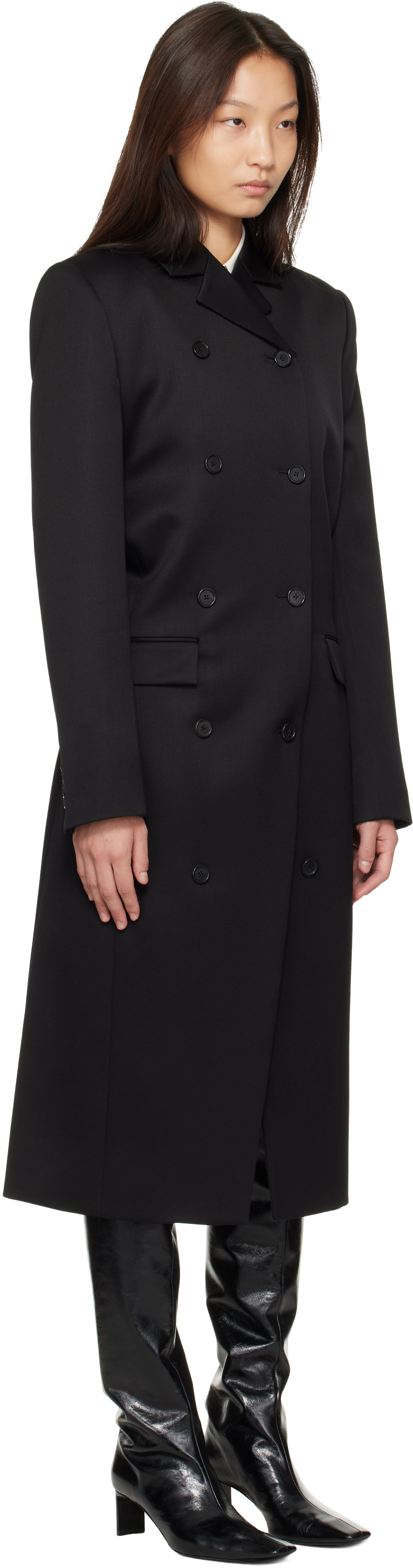 KHAITE - Black Rolon Coat