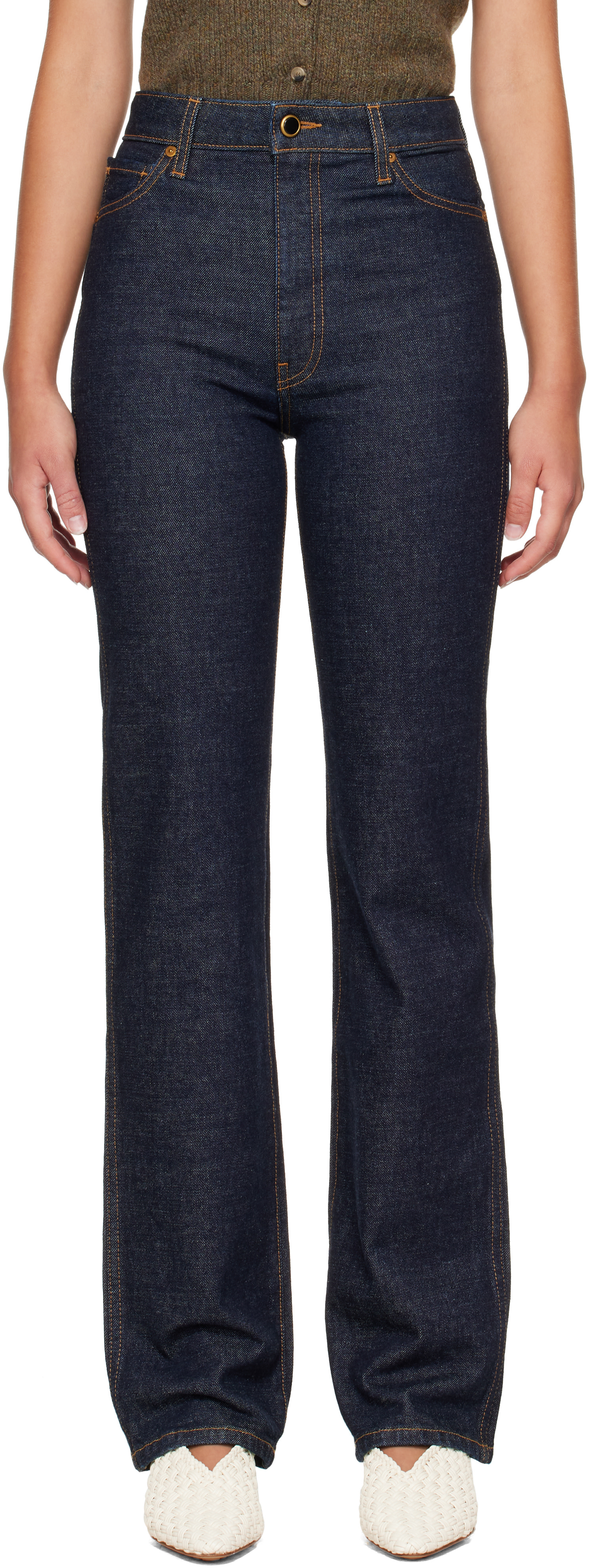 KHAITE - Jean Danielle indigo en denim extensible