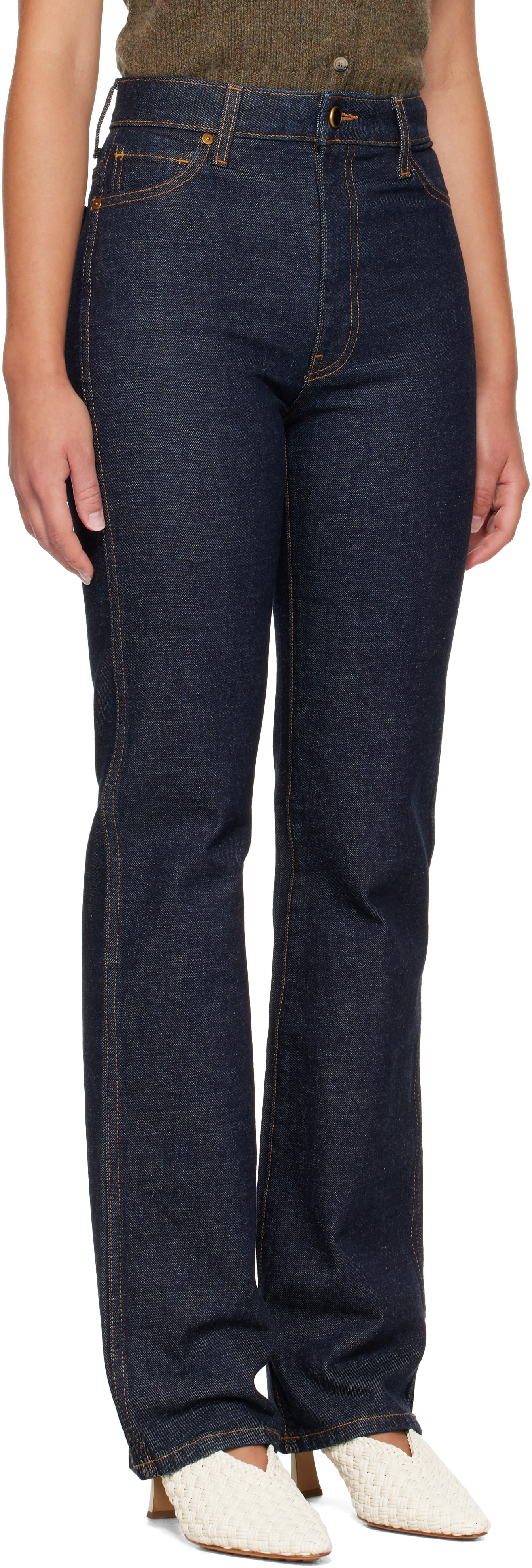 KHAITE - Jean Danielle indigo en denim extensible