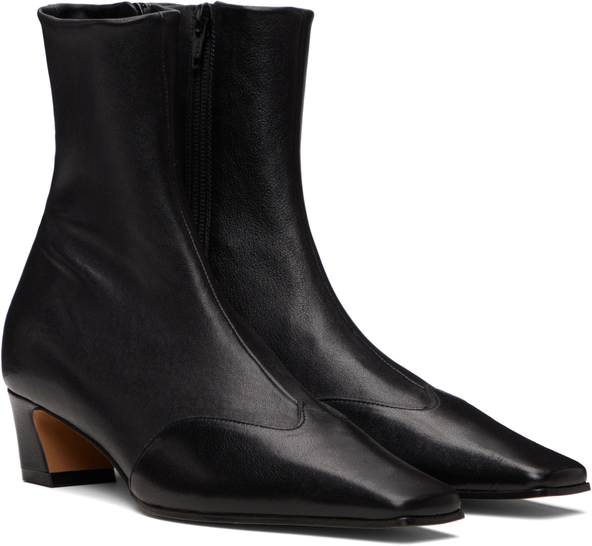 KHAITE - Bottines Nevada noires en cuir extensible