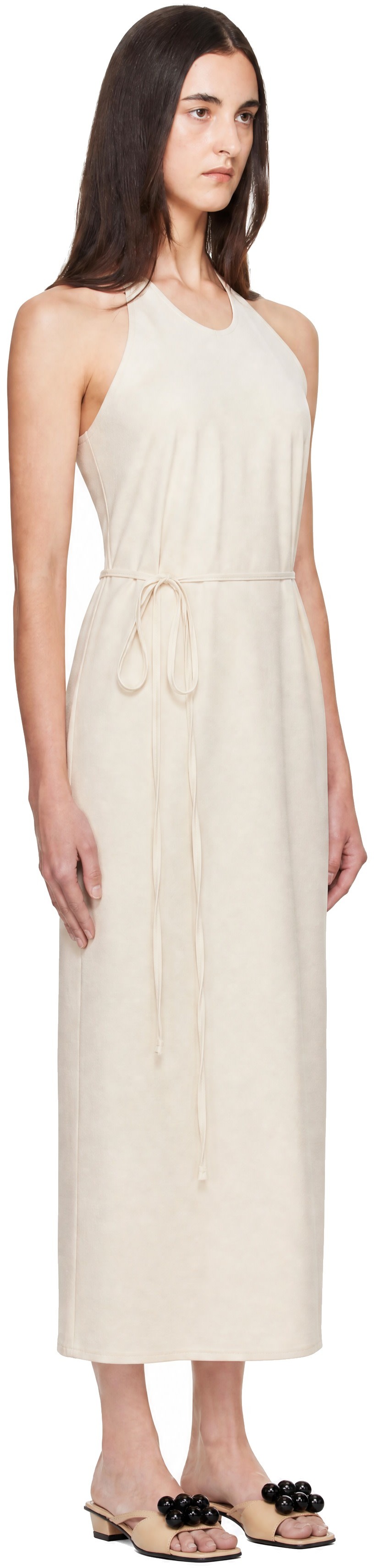 Baserange - Robe midi de style tablier blanc cassé