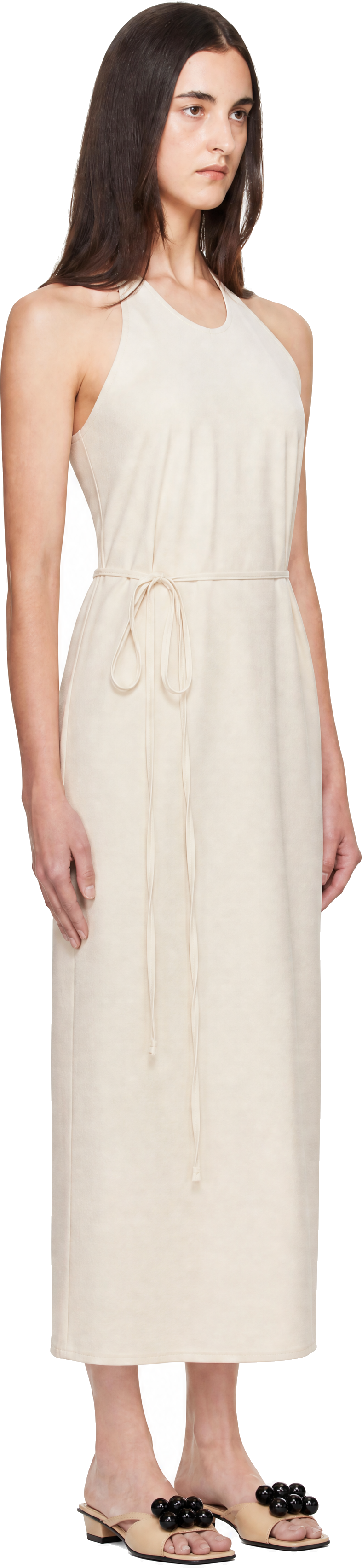 Baserange - Robe midi de style tablier blanc cassé