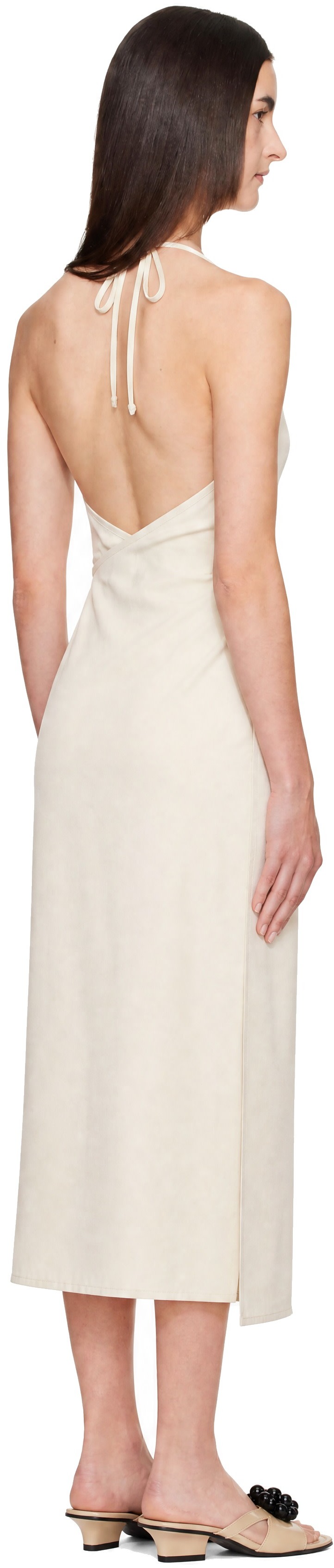 Baserange - Robe midi de style tablier blanc cassé