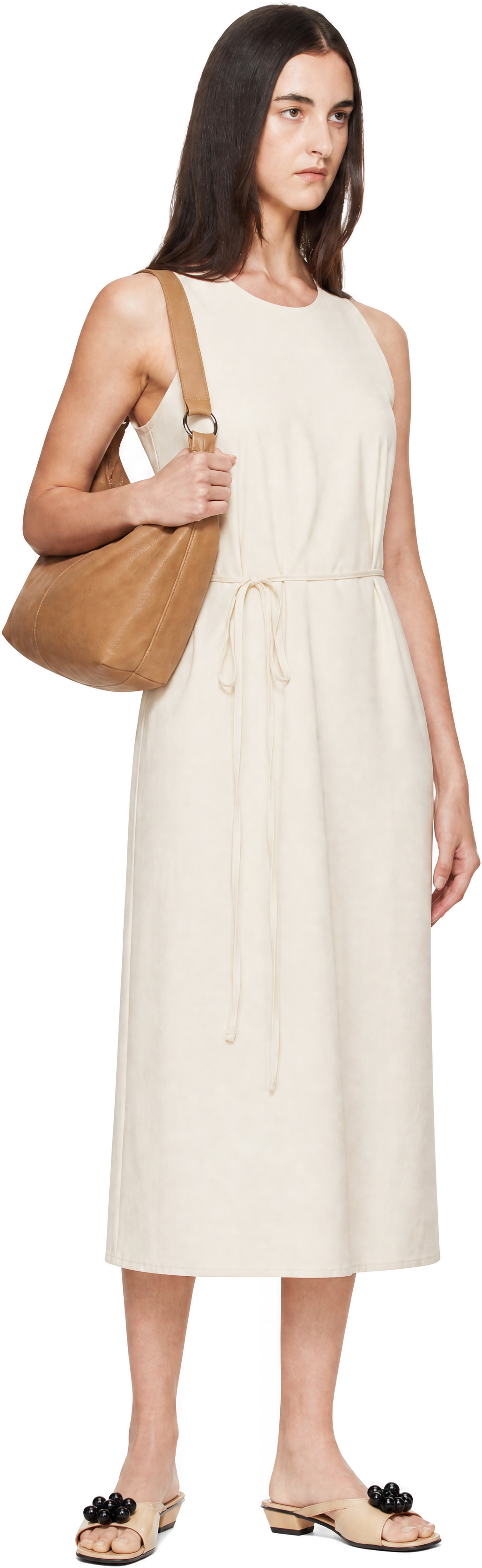 Baserange - Robe midi de style tablier blanc cassé