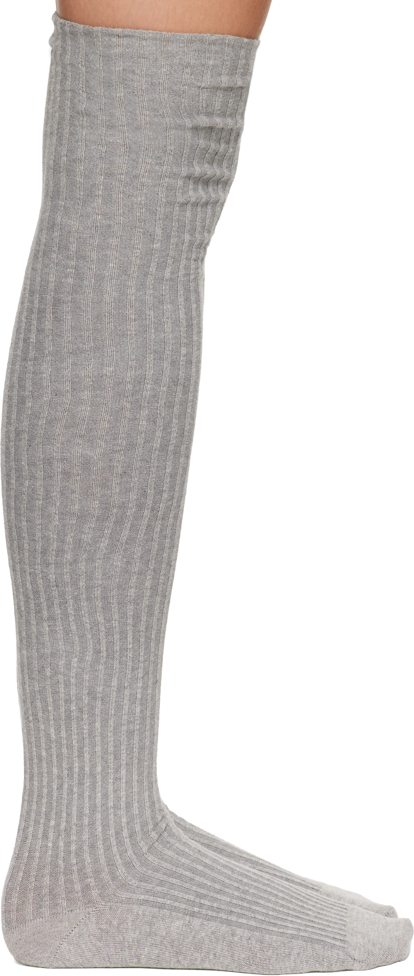 Baserange - Chaussettes cuissardes grises