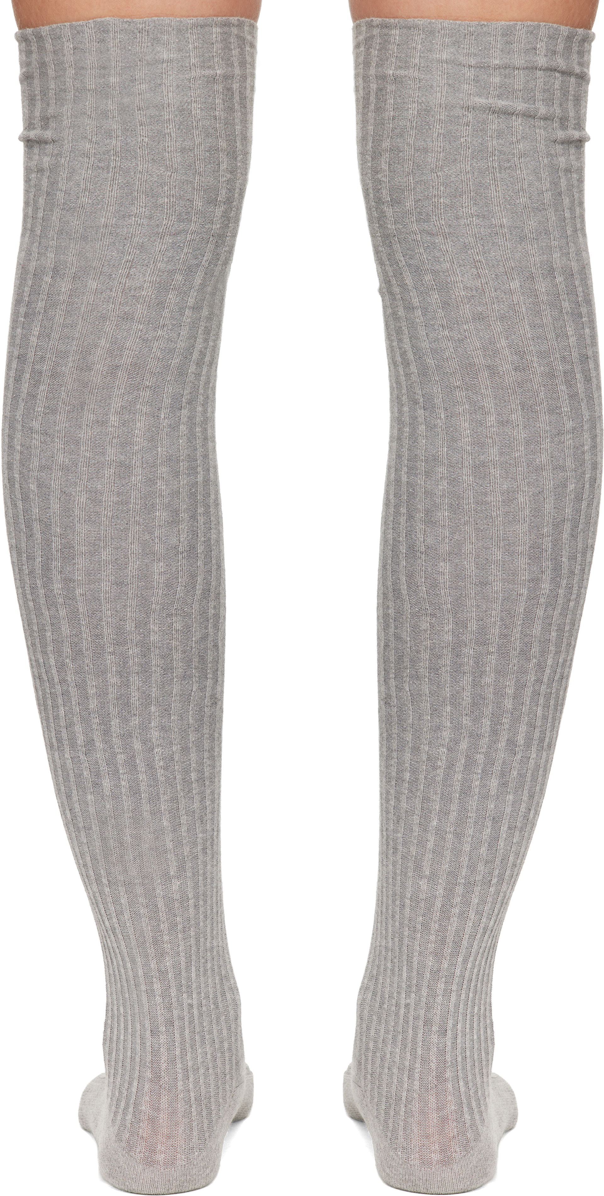 Baserange - Chaussettes cuissardes grises