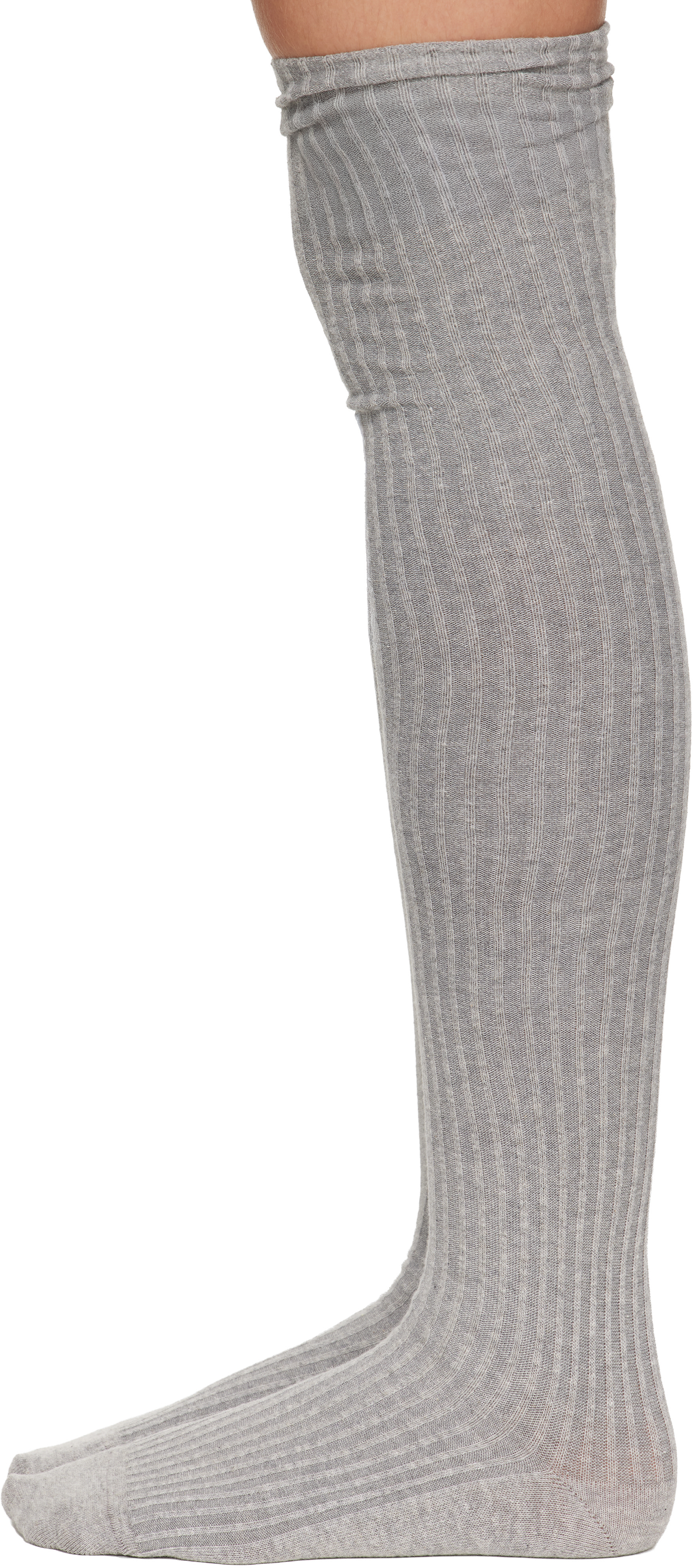 Baserange - Chaussettes cuissardes grises