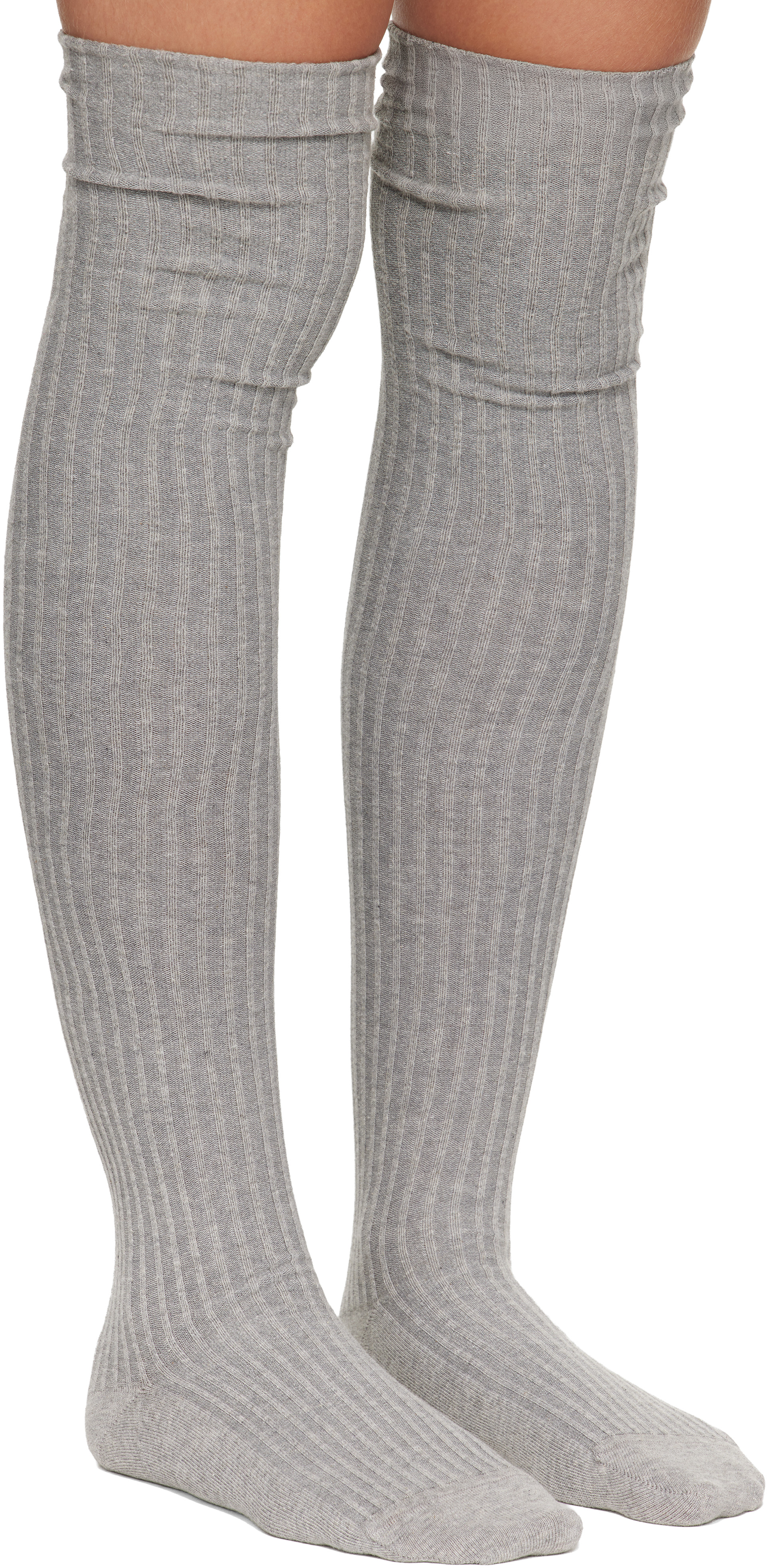 Baserange - Chaussettes cuissardes grises
