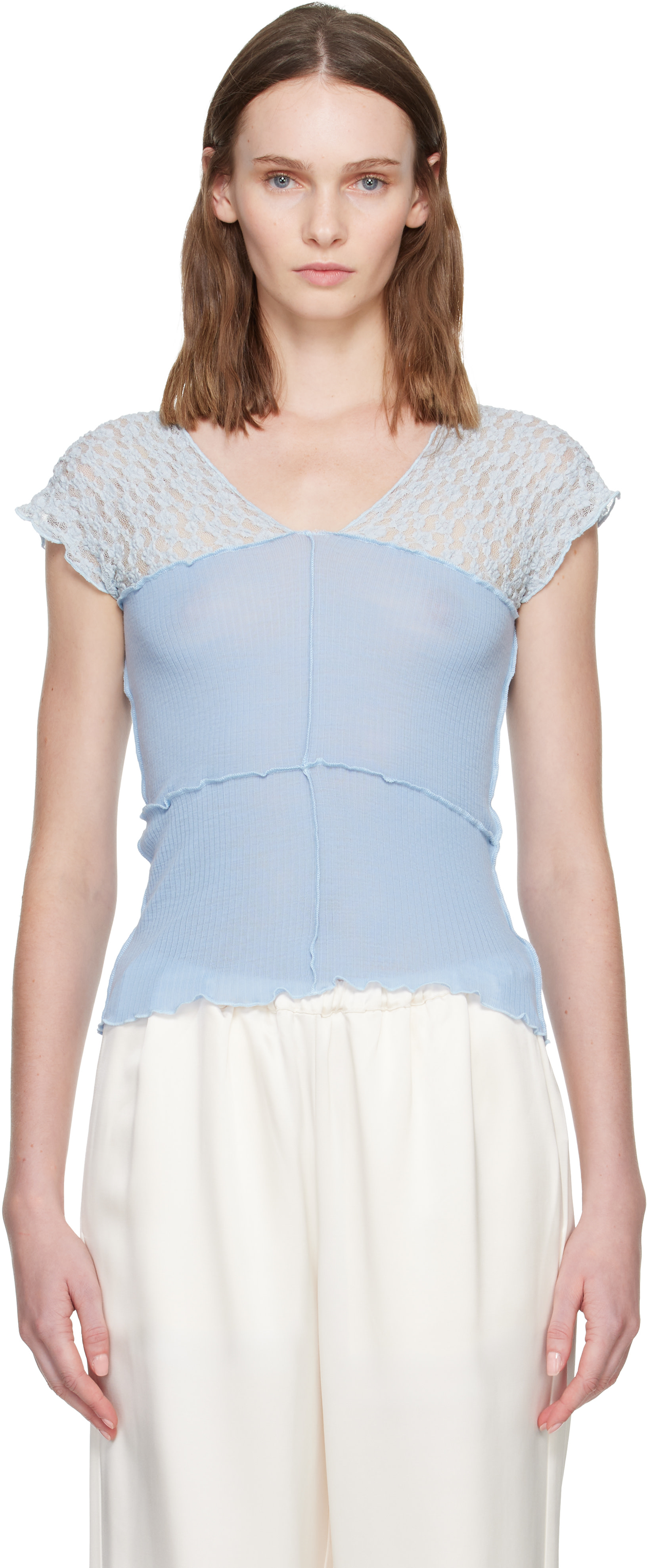 Baserange: Blue Nehru T-shirt | SSENSE