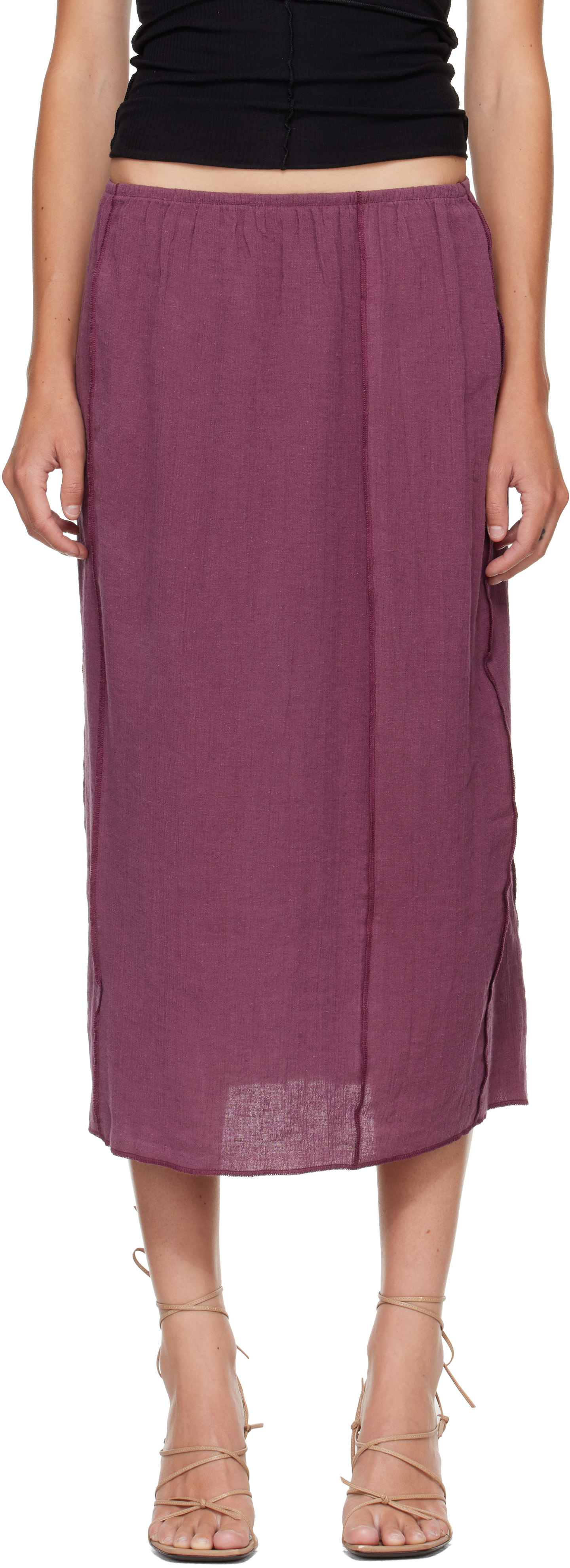 Baserange - Jupe midi Shok mauve