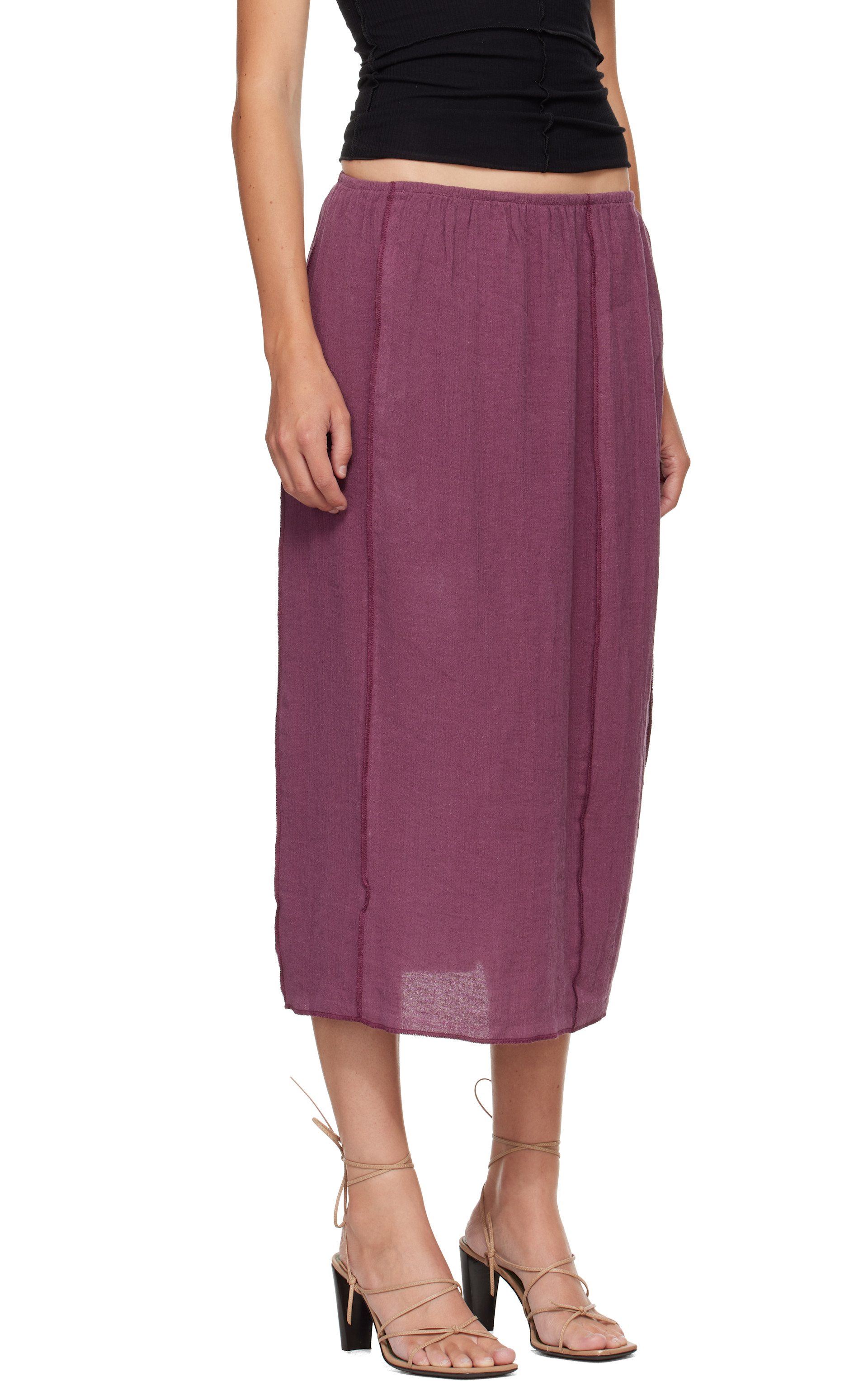 Baserange - Jupe midi Shok mauve