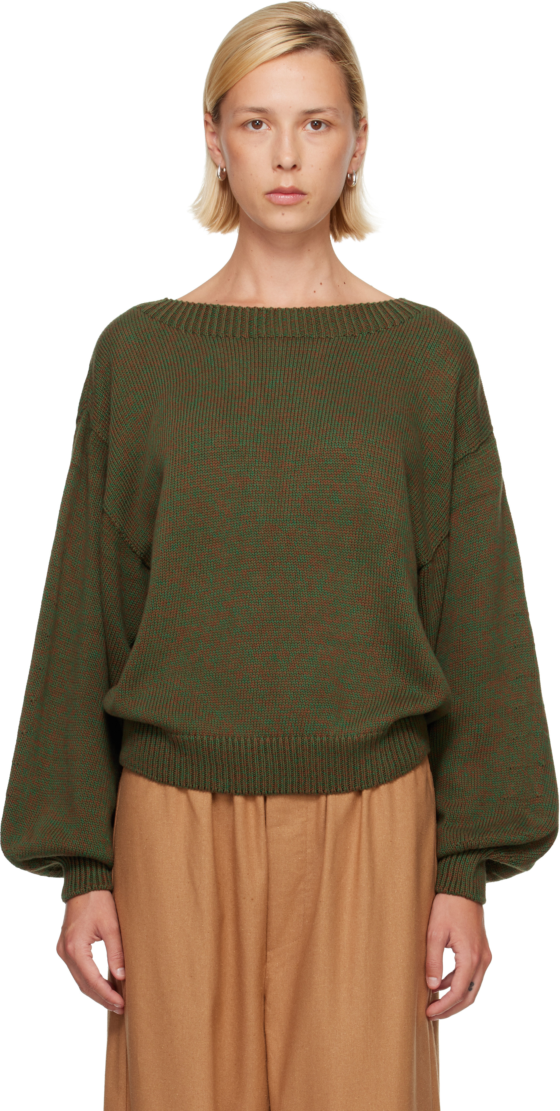 Baserange - Pull Calla vert et brun