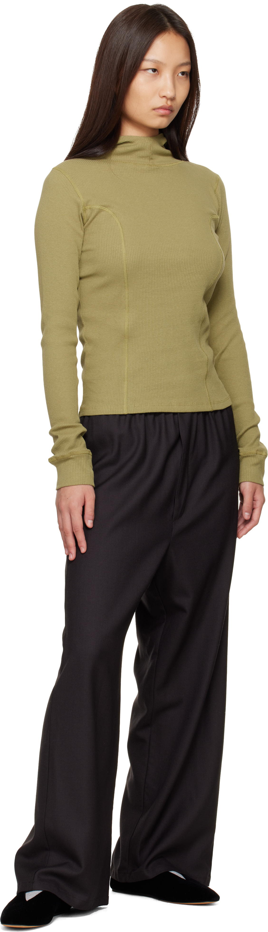 Baserange: Green Hanifa Hoodie | SSENSE Canada