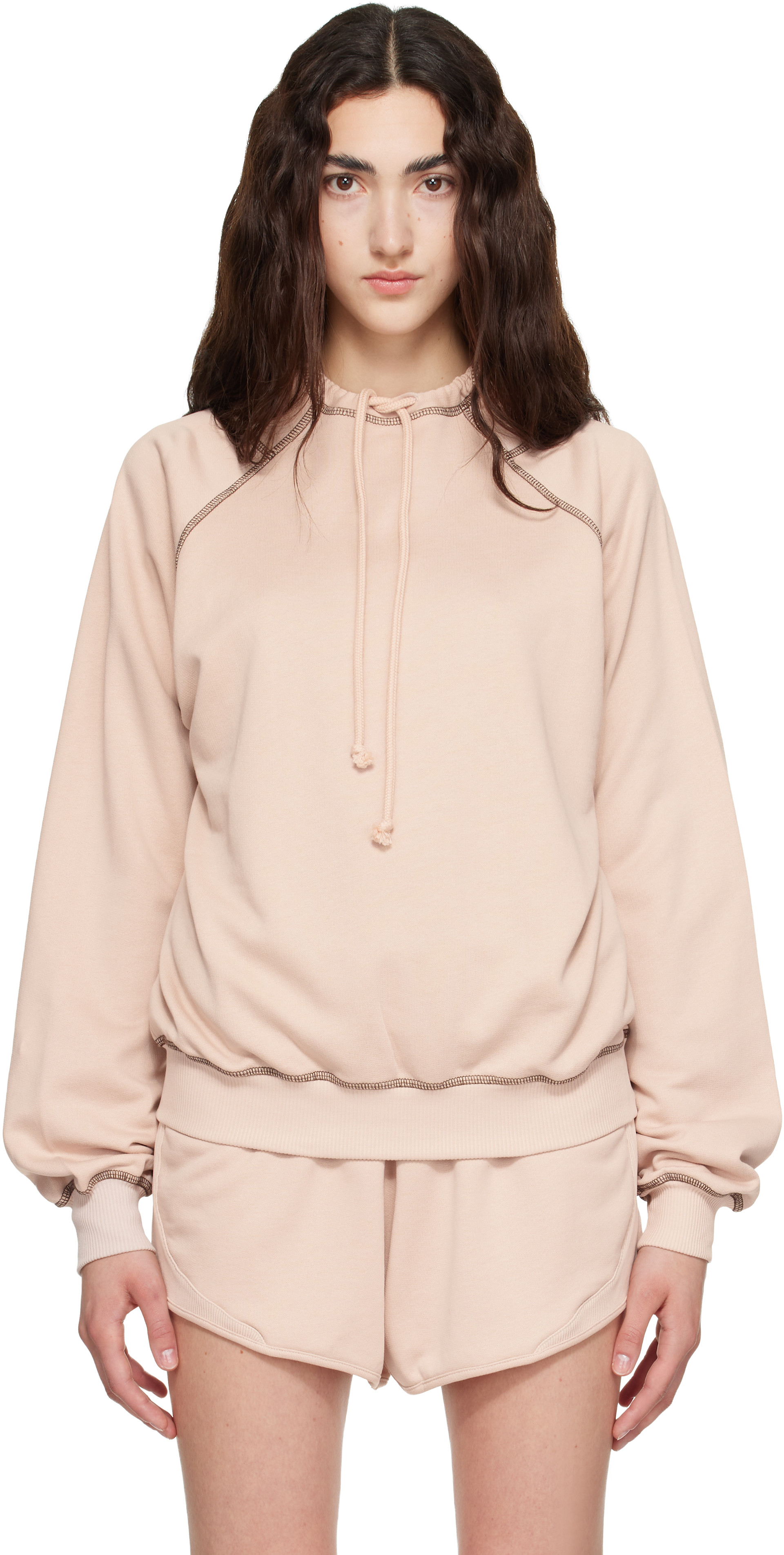 Baserange - Pull à capuche Fold rose