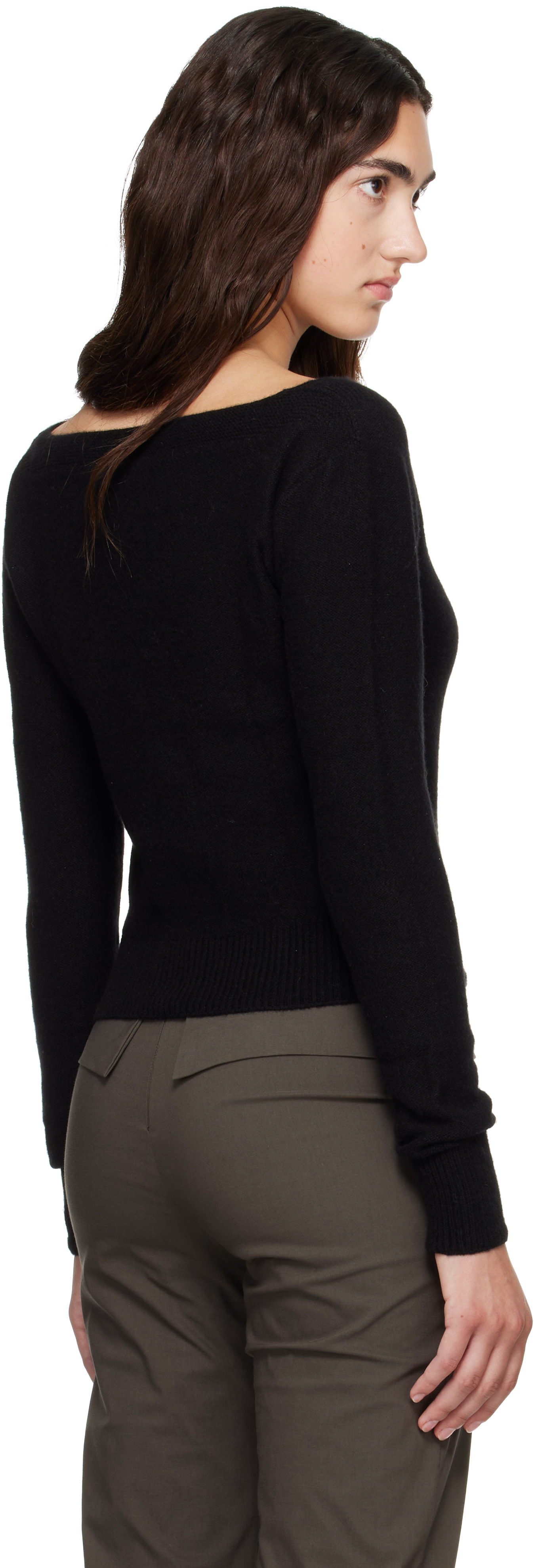 Baserange - Pull Tier noir à col en V