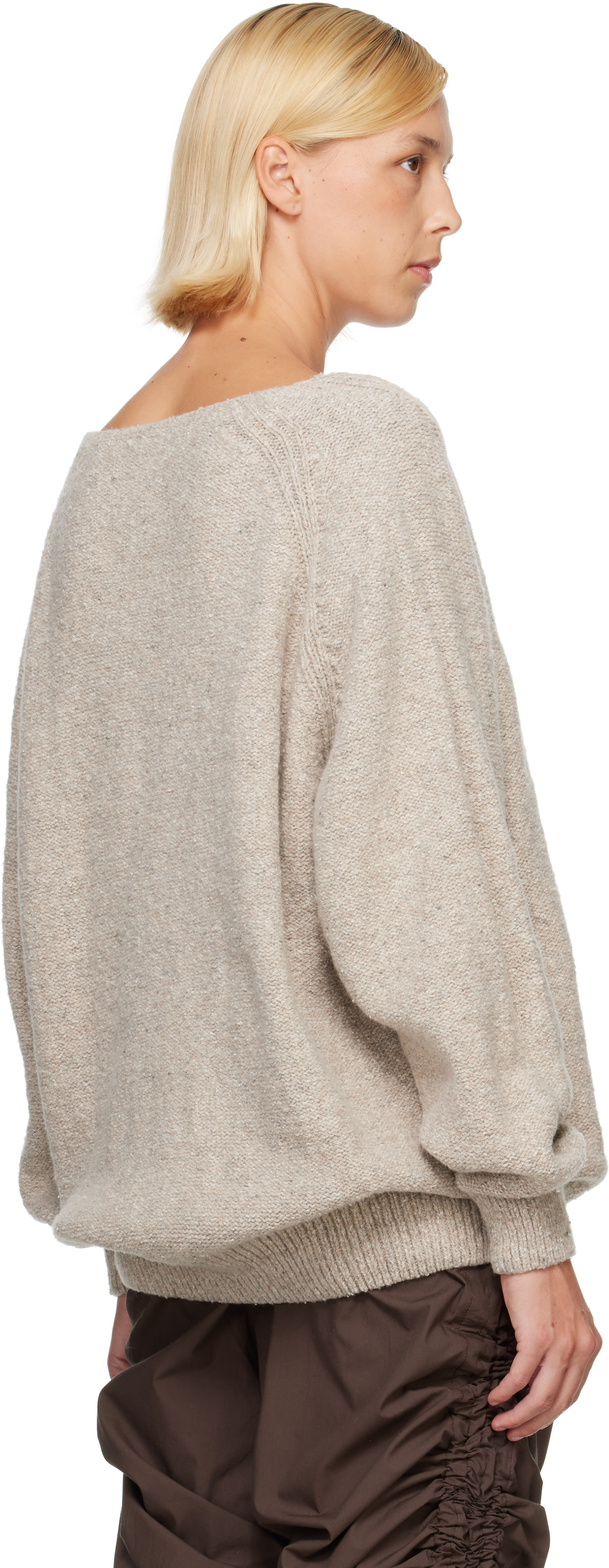 Baserange - Pull Soar beige à col en V