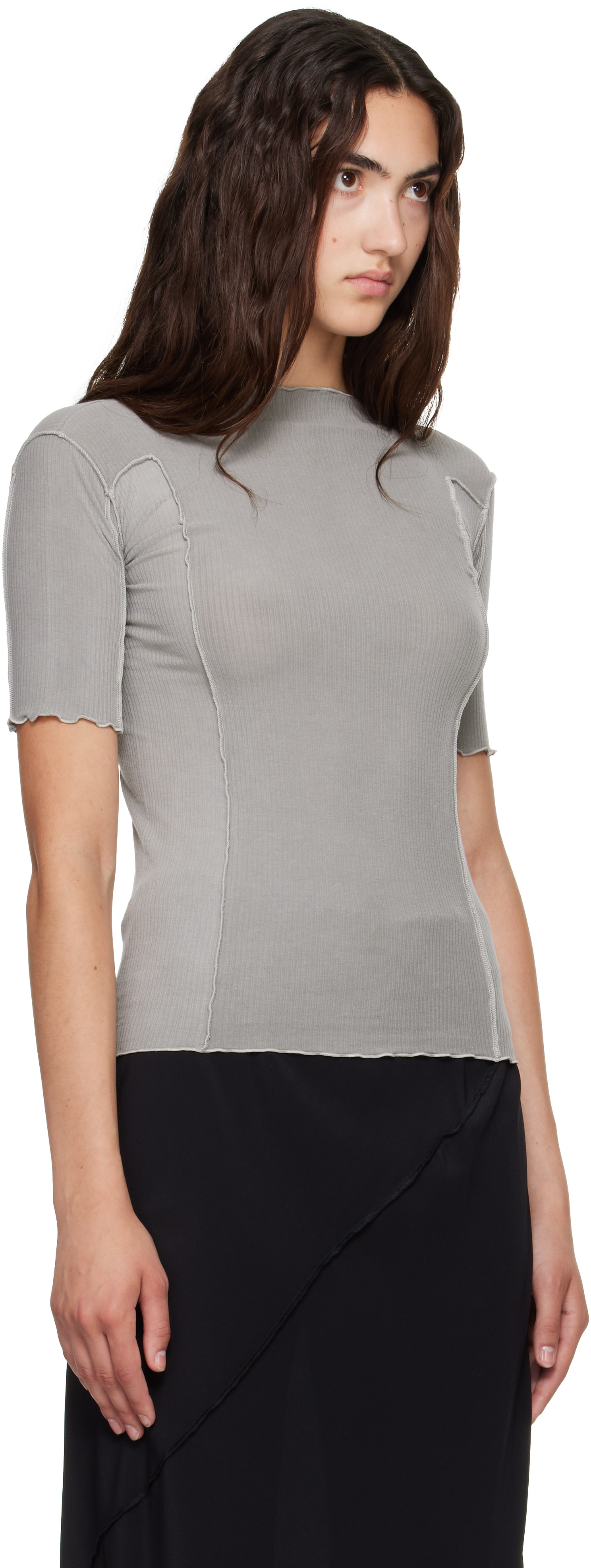 Baserange: Gray Omato 3/4 T-shirt | SSENSE Denmark
