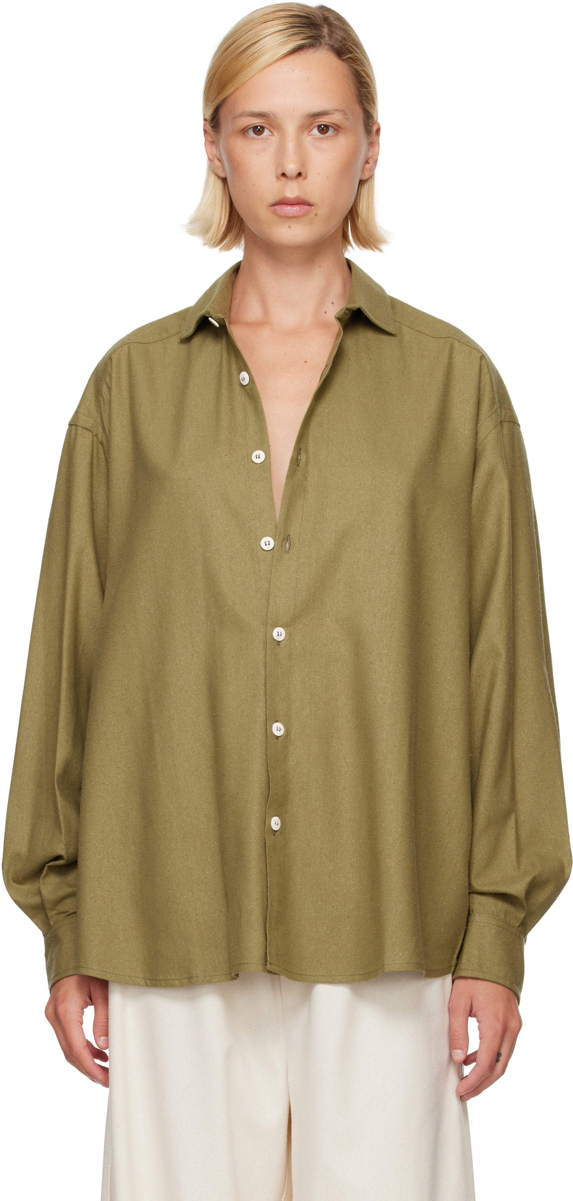 Baserange: Green Wild Shirt | SSENSE Canada