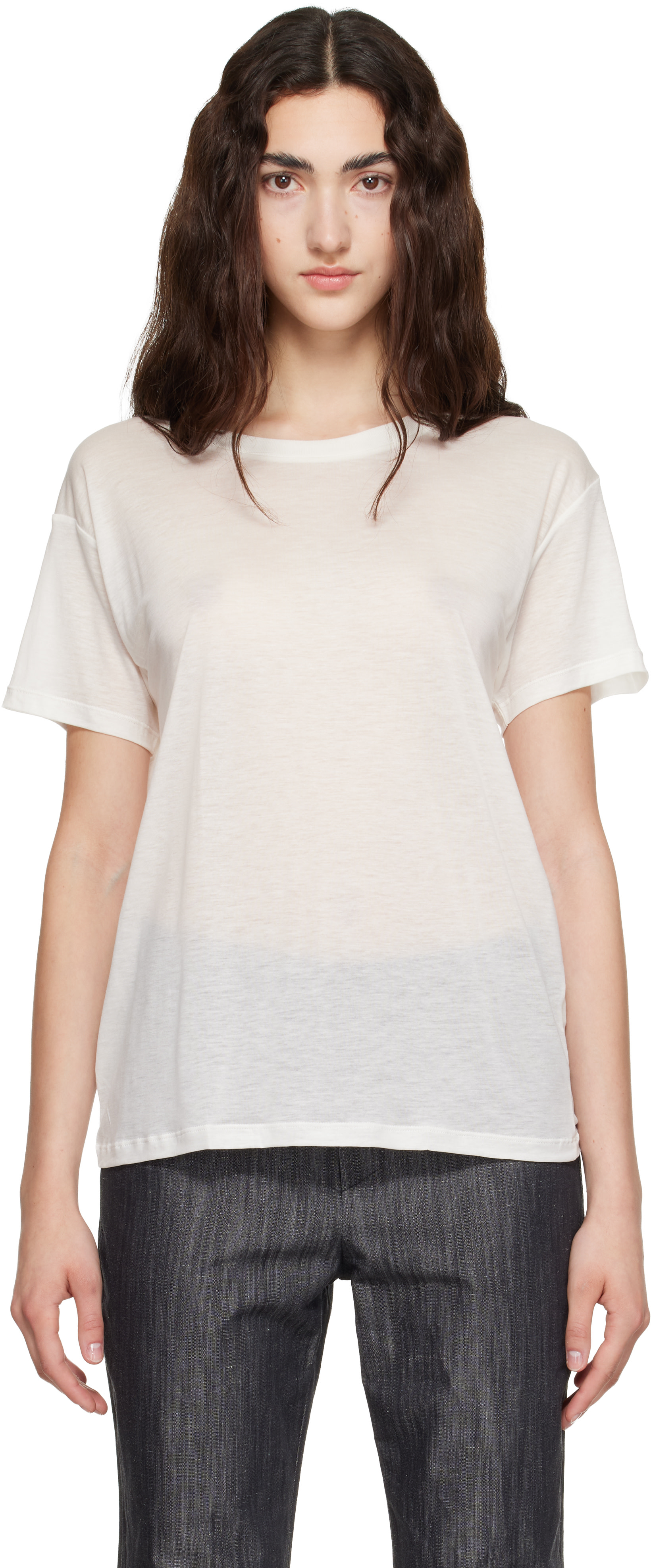 Baserange: White Loose T-shirt | SSENSE Canada