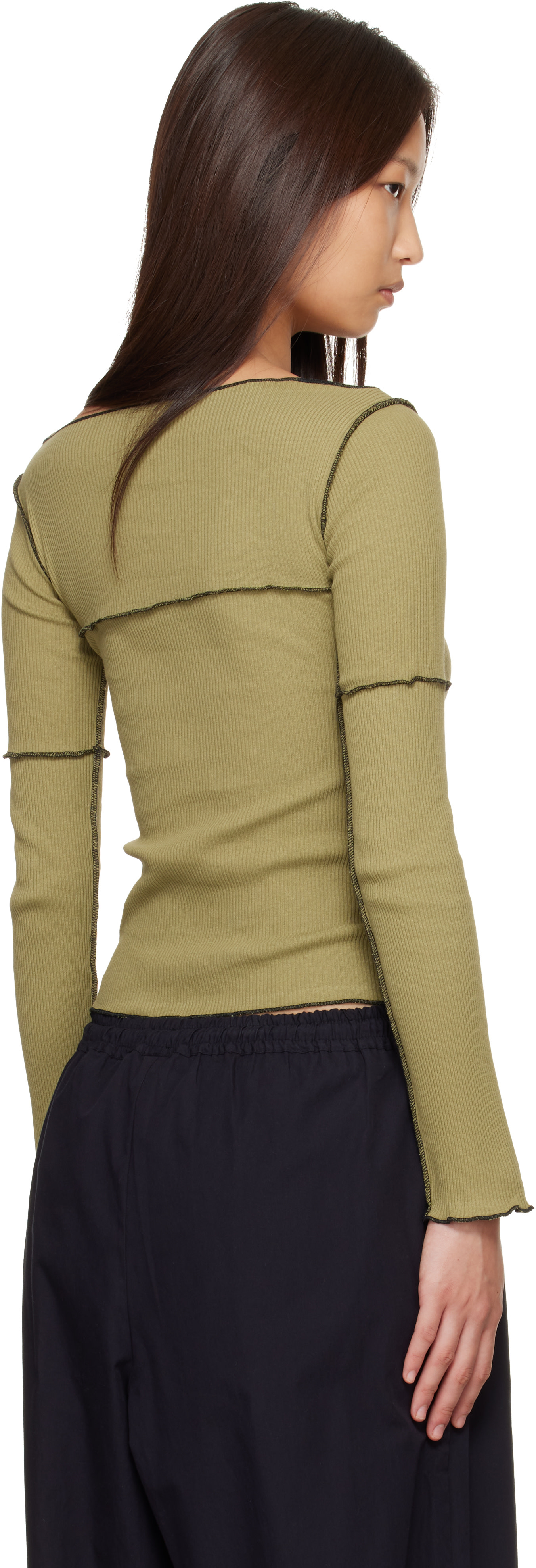 Baserange: Green Cinder Long Sleeve T-shirt | SSENSE