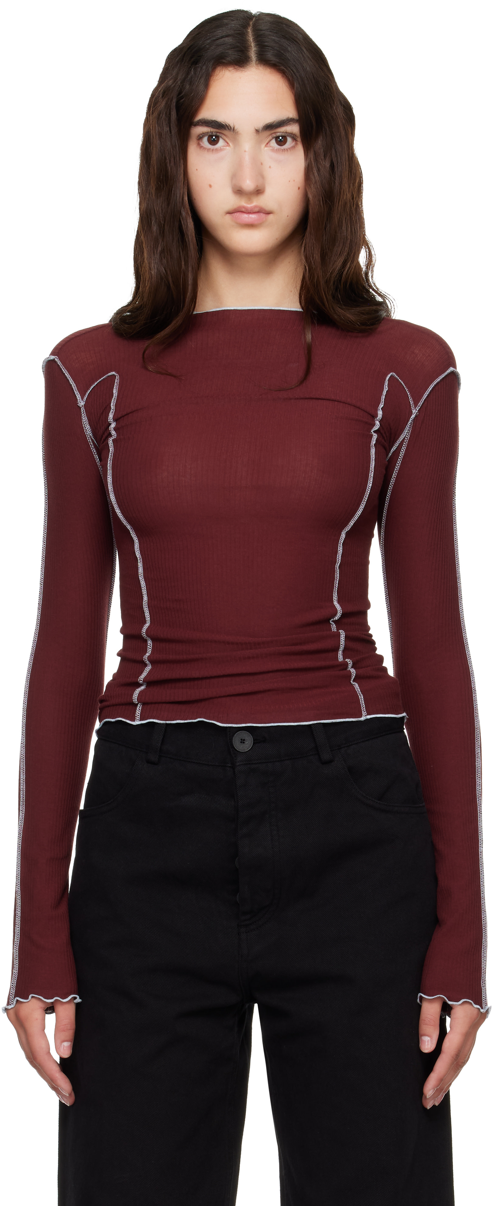 Baserange: Burgundy Omato Long Sleeve T-shirt | SSENSE
