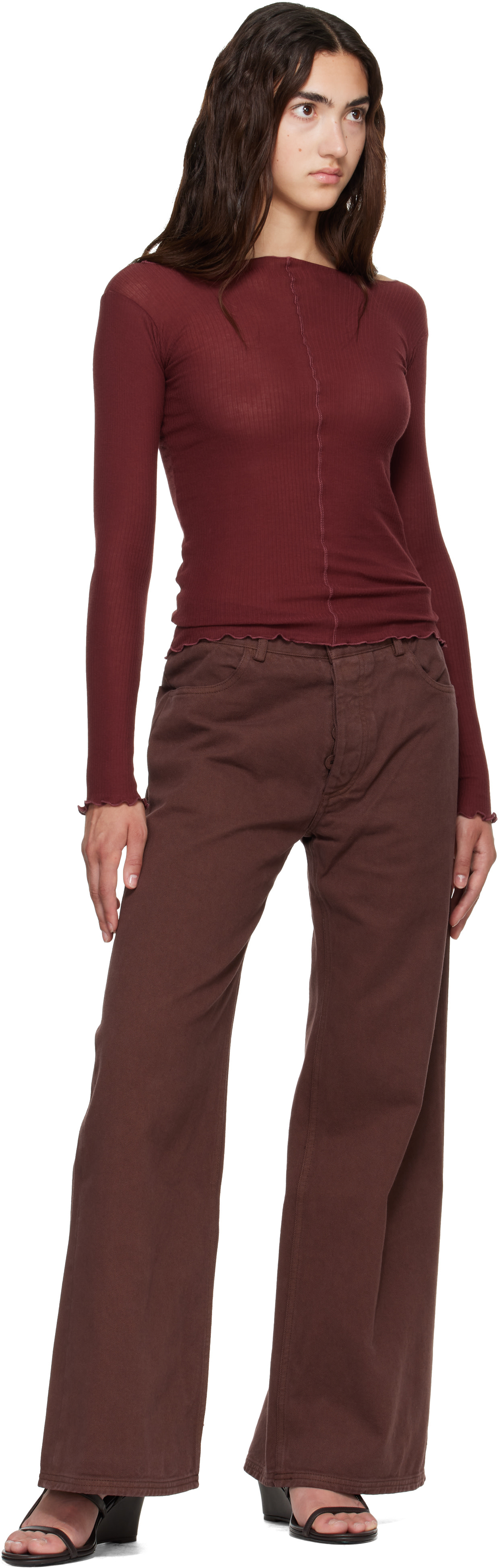 Baserange: Burgundy Pama Long Sleeve T-shirt | SSENSE