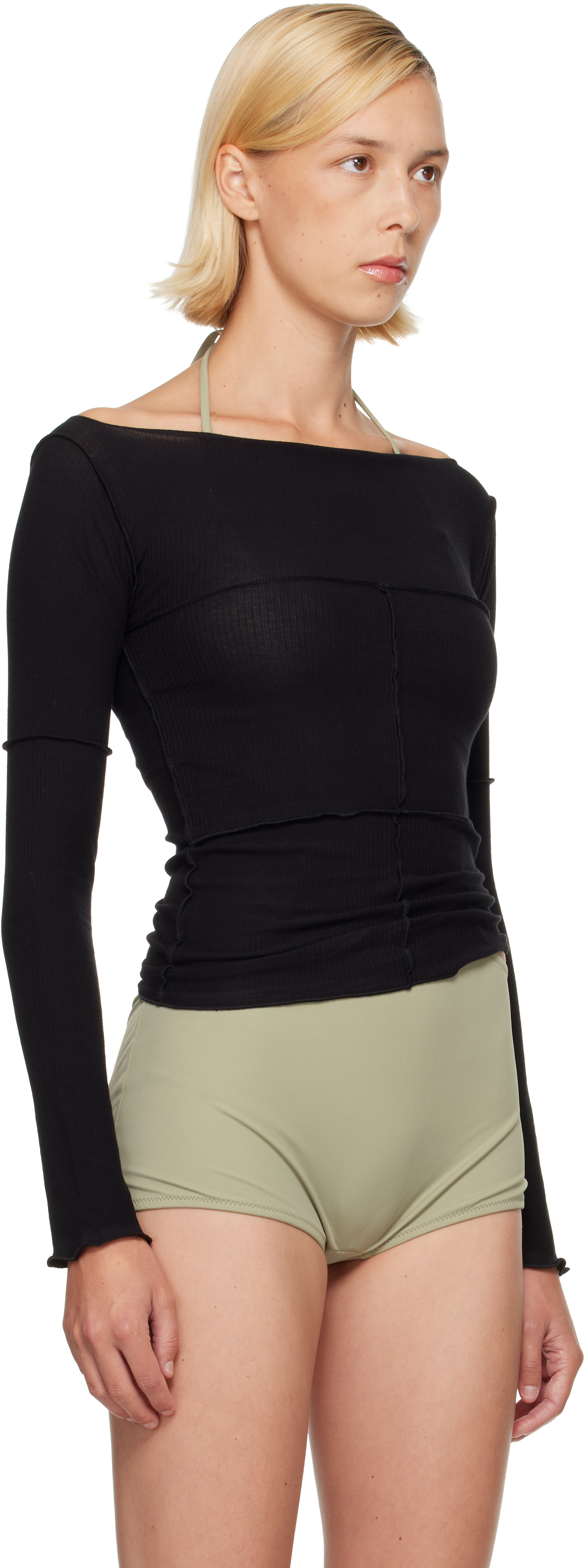 Baserange: SSENSE Exclusive Black Cinder Long Sleeve Top | SSENSE