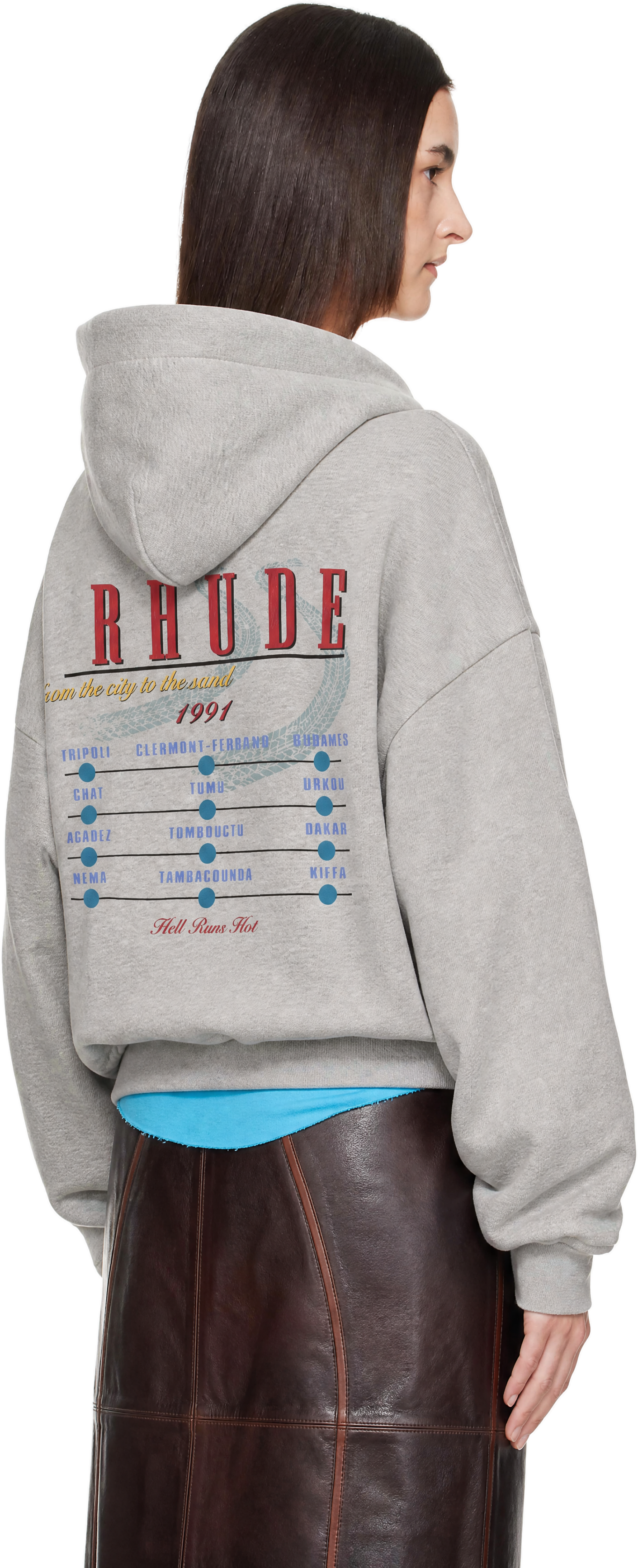 Rhude - Pull à capuche 'The Desert Decides' gris