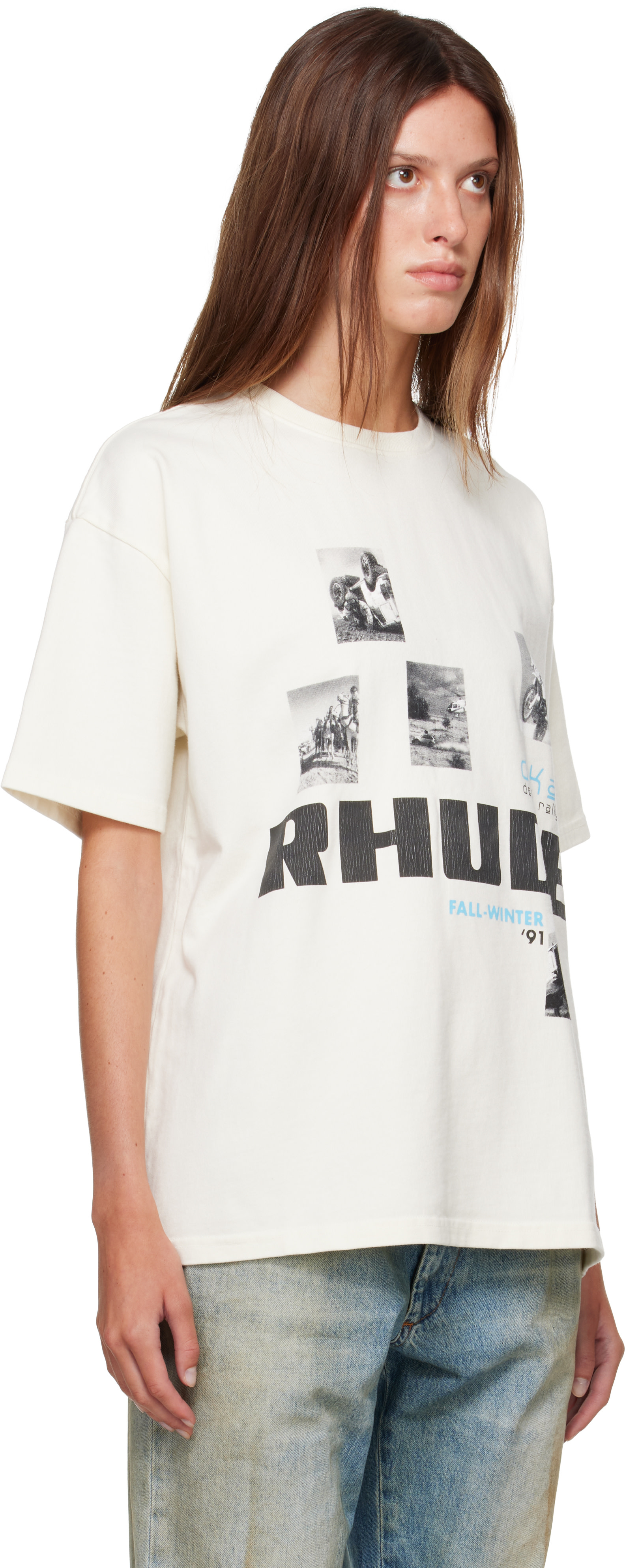 Rhude: Off-White 'Winter 91 Rallye' T-shirt | SSENSE