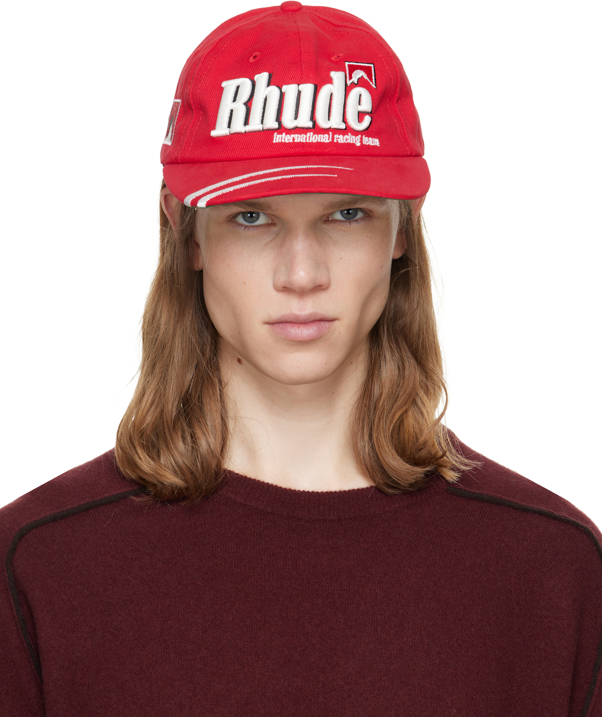 Rhude - Casquette Moonlight rouge à rayures