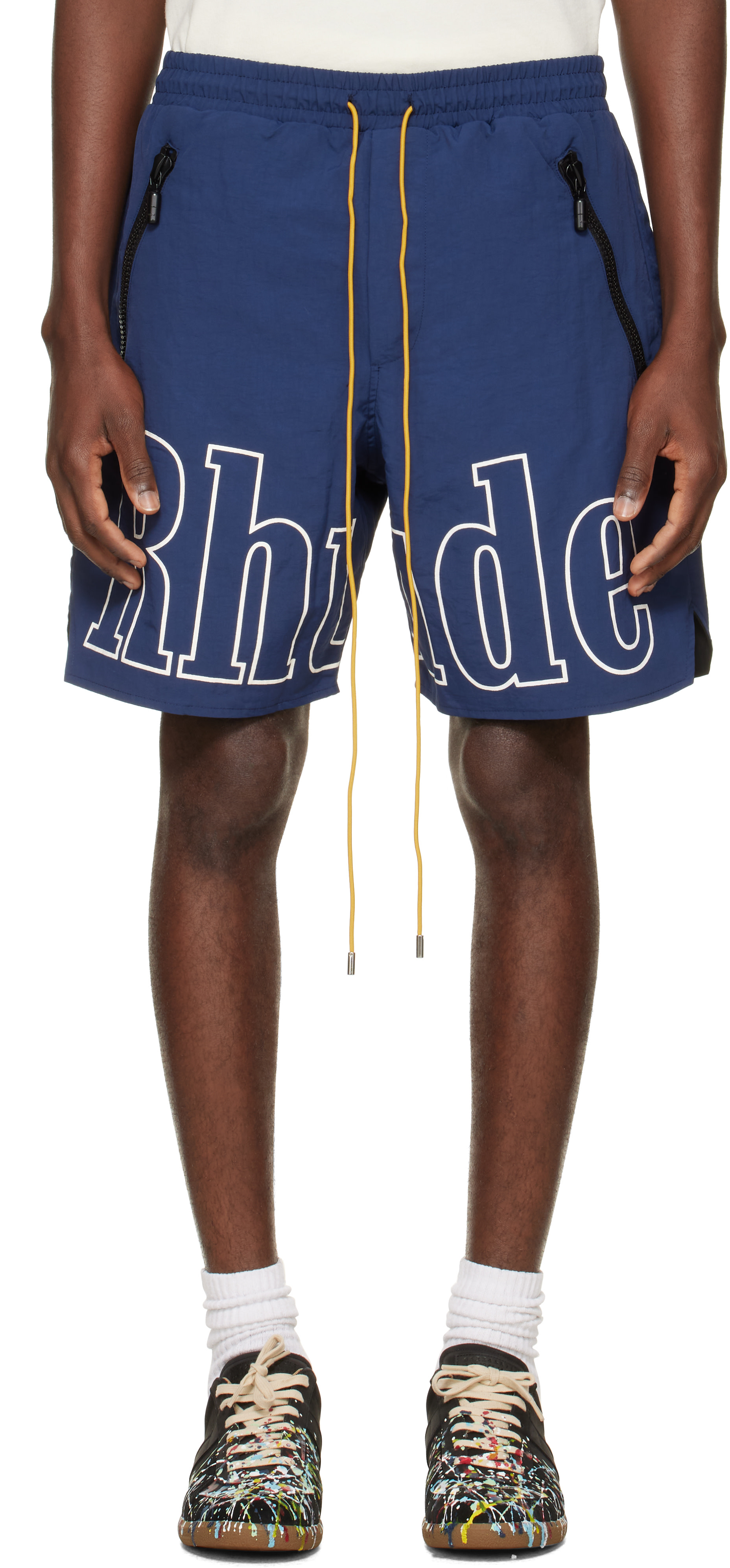 Rhude - Short bleu marine à logo