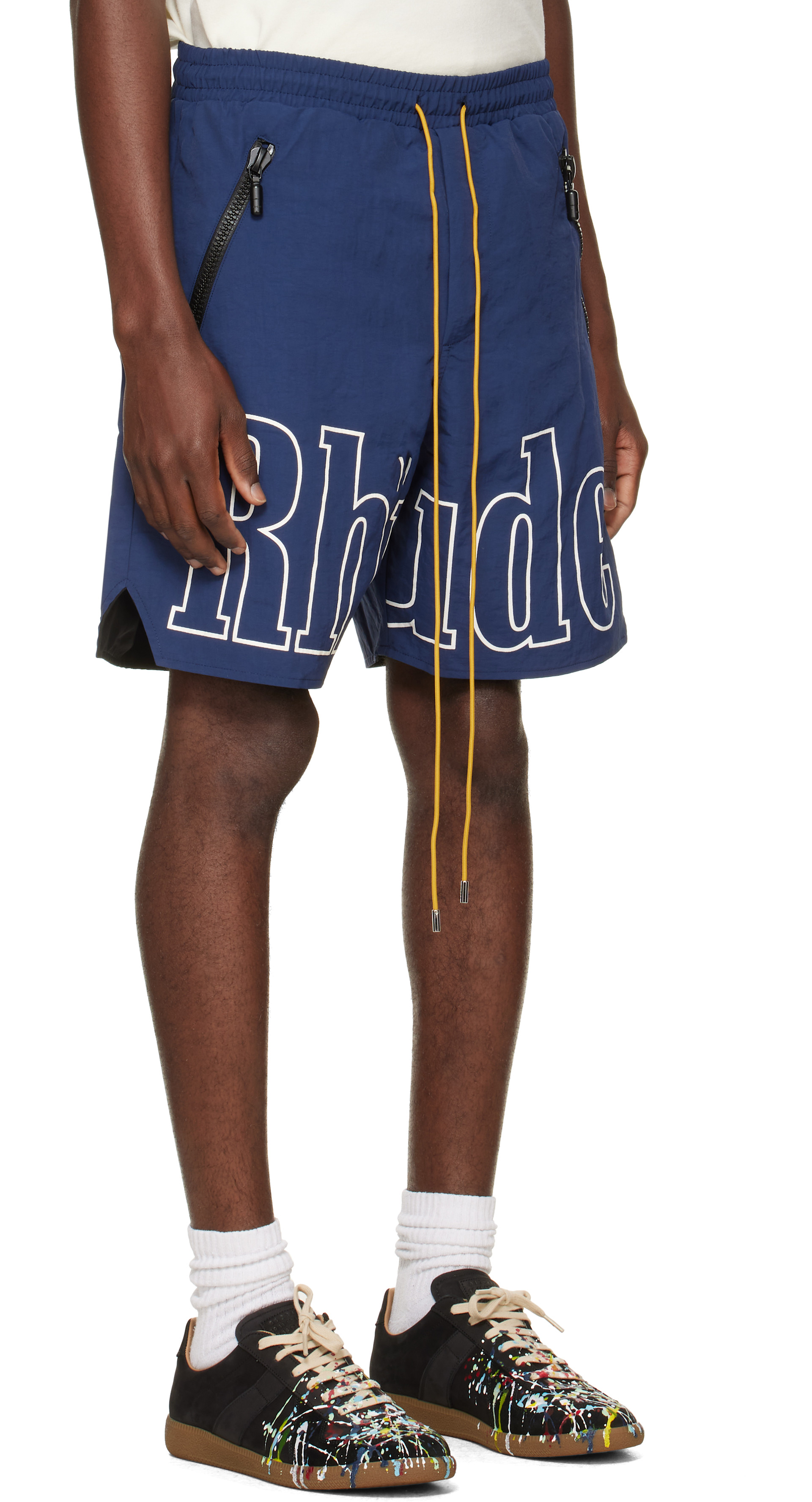 Rhude - Short bleu marine à logo