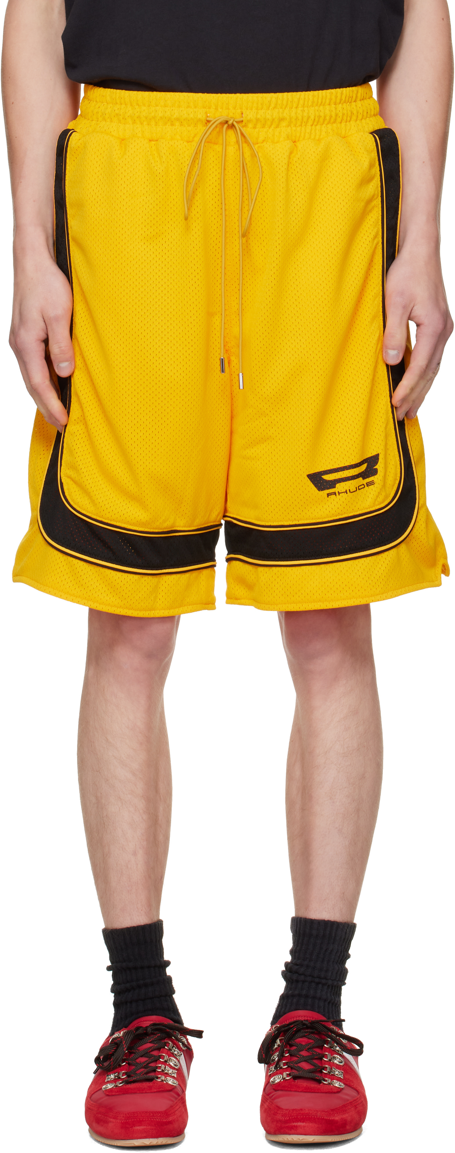 Rhude - Short ample Campione jaune en filet