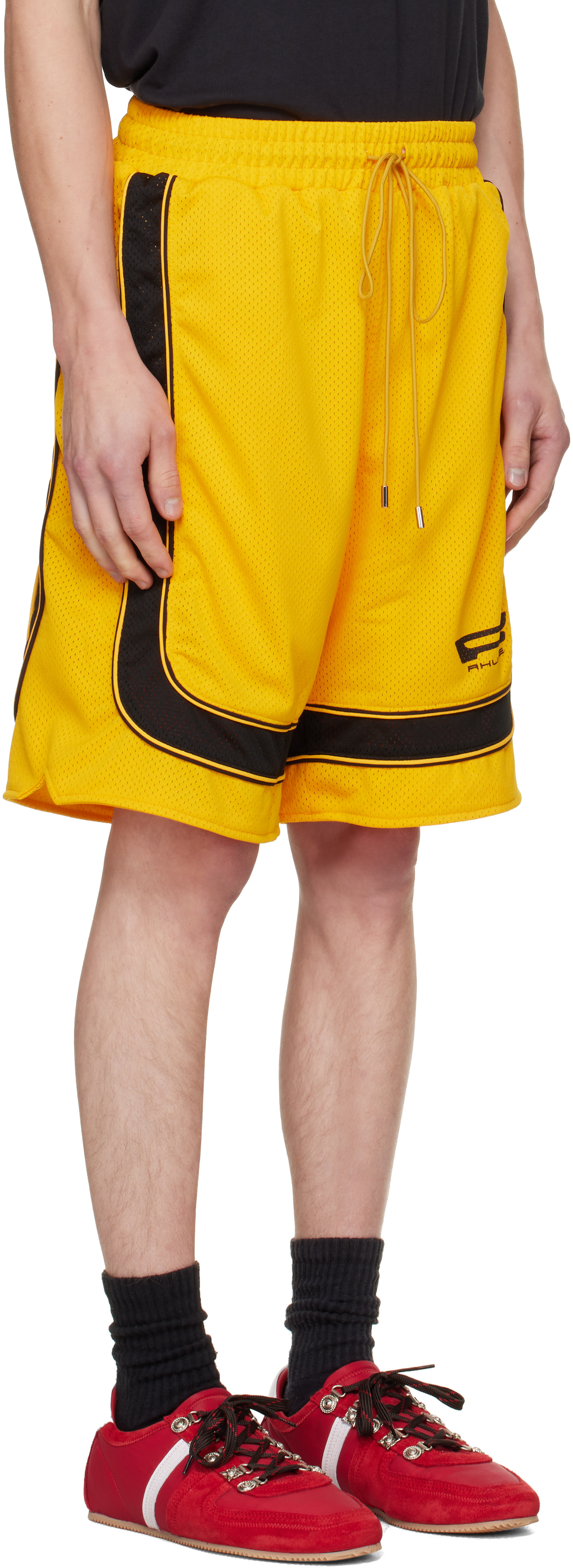 Rhude - Short ample Campione jaune en filet