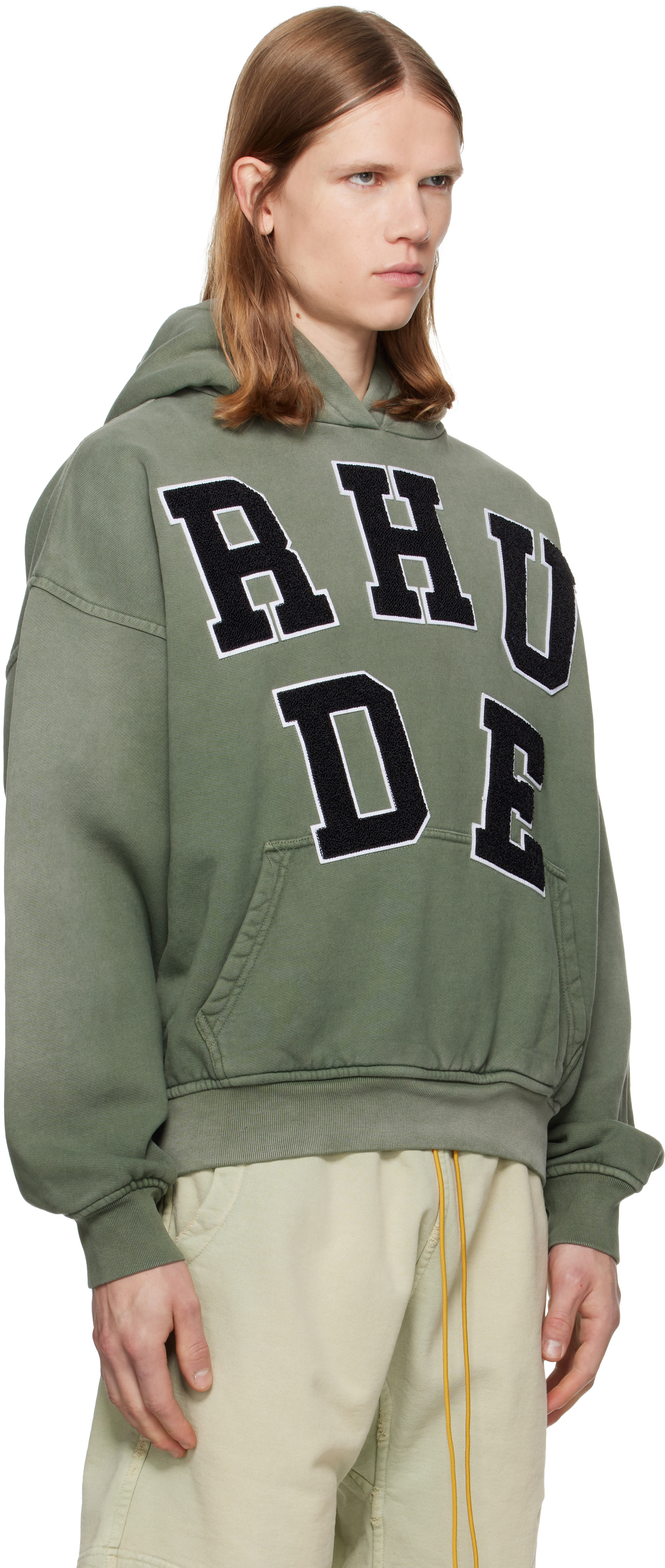 Rhude - 그린 루드 셔닐 패치 로고 후디
