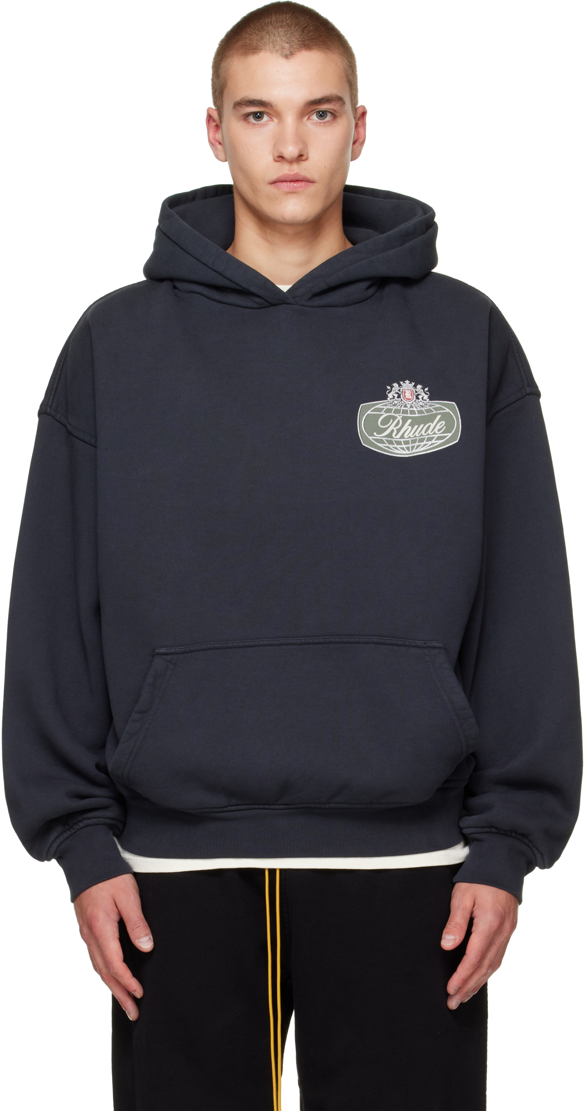 Rhude - Pull à capuche 'Desert Racing' gris à logos