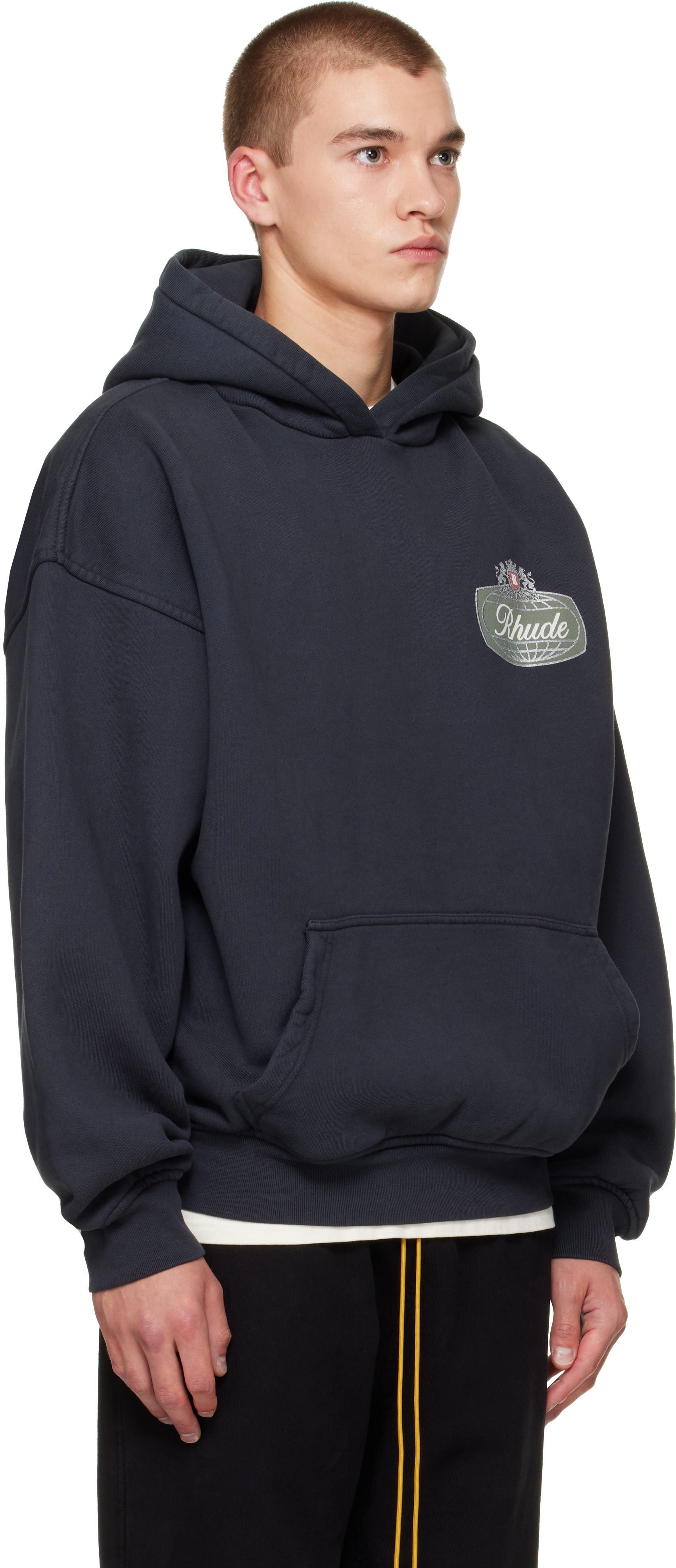Rhude - Pull à capuche 'Desert Racing' gris à logos