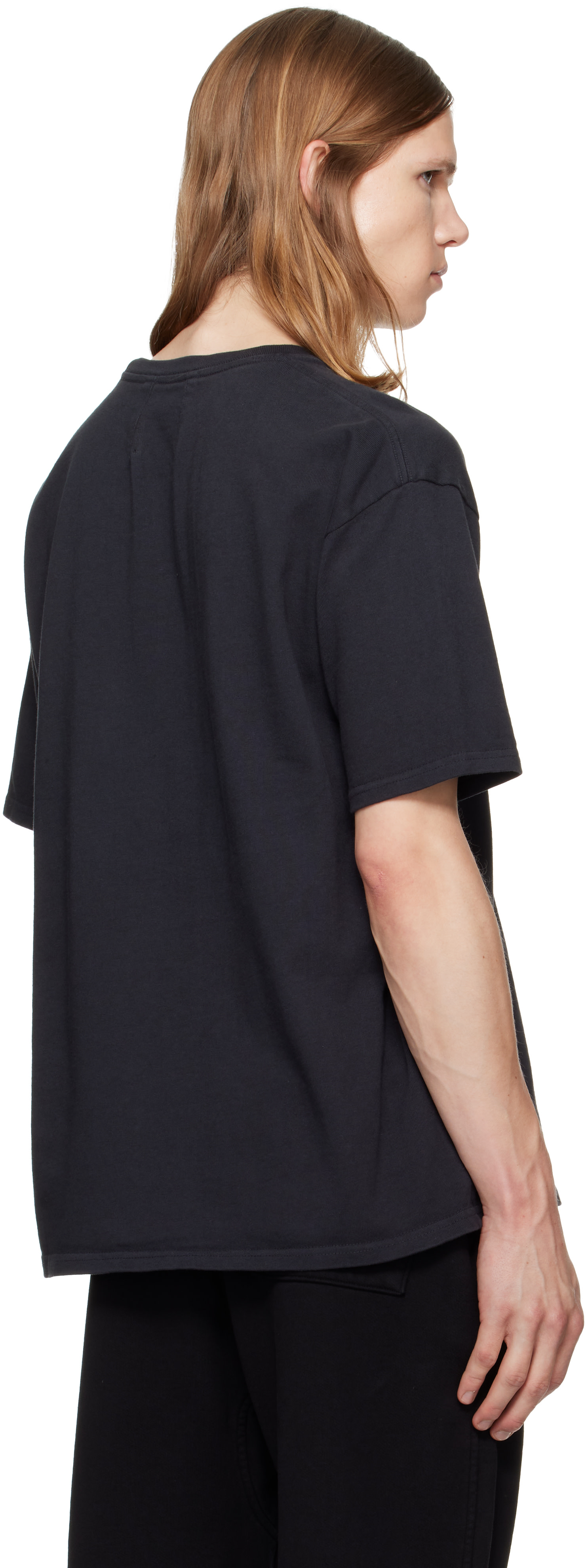 Rhude: Black 'Rhude' Slip T-shirt | SSENSE