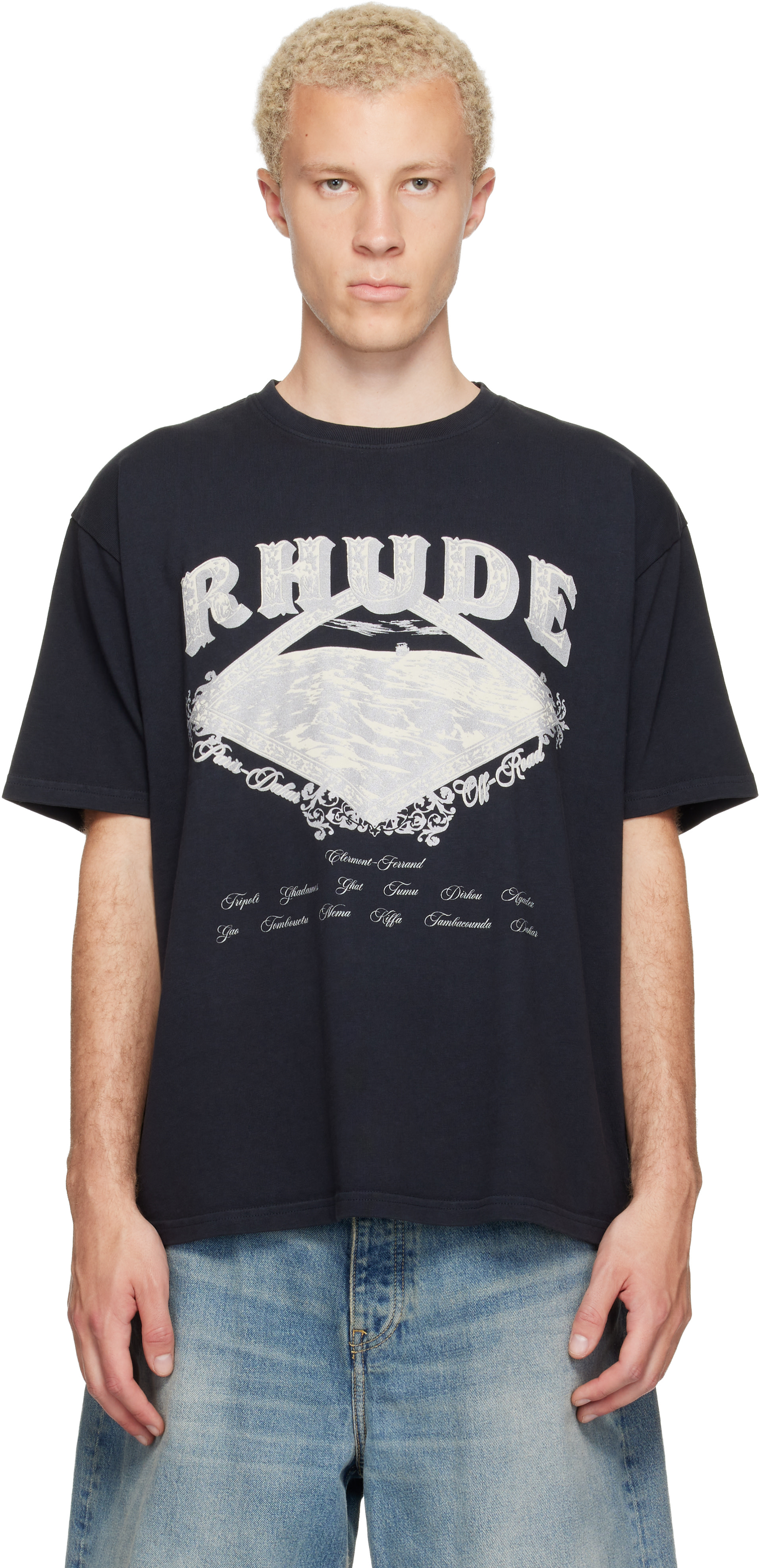 Rhude: Black Dakar Convoy T-shirt | SSENSE