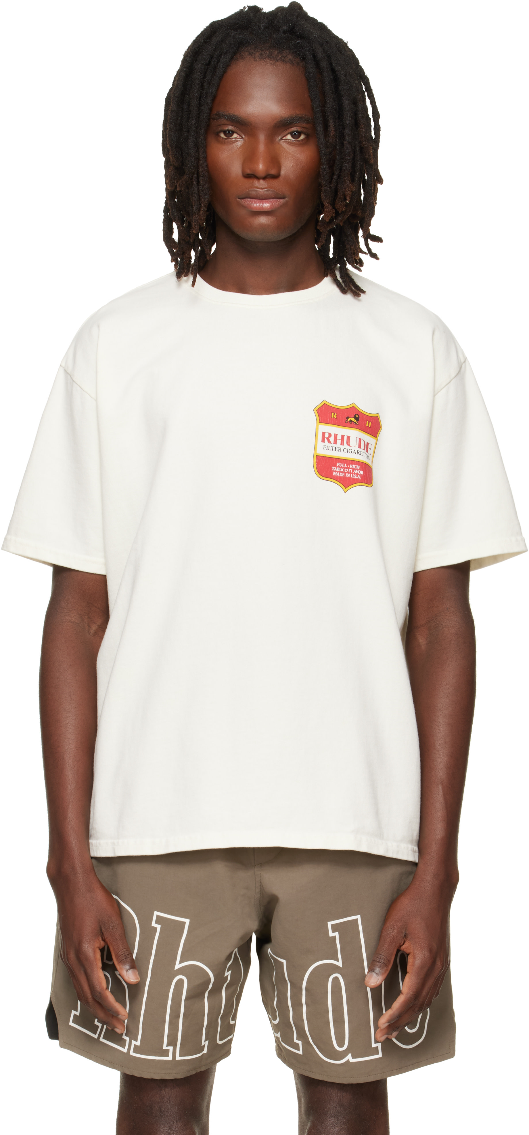 Rhude: オフホワイト Filtaro Crest Tシャツ | SSENSE 日本