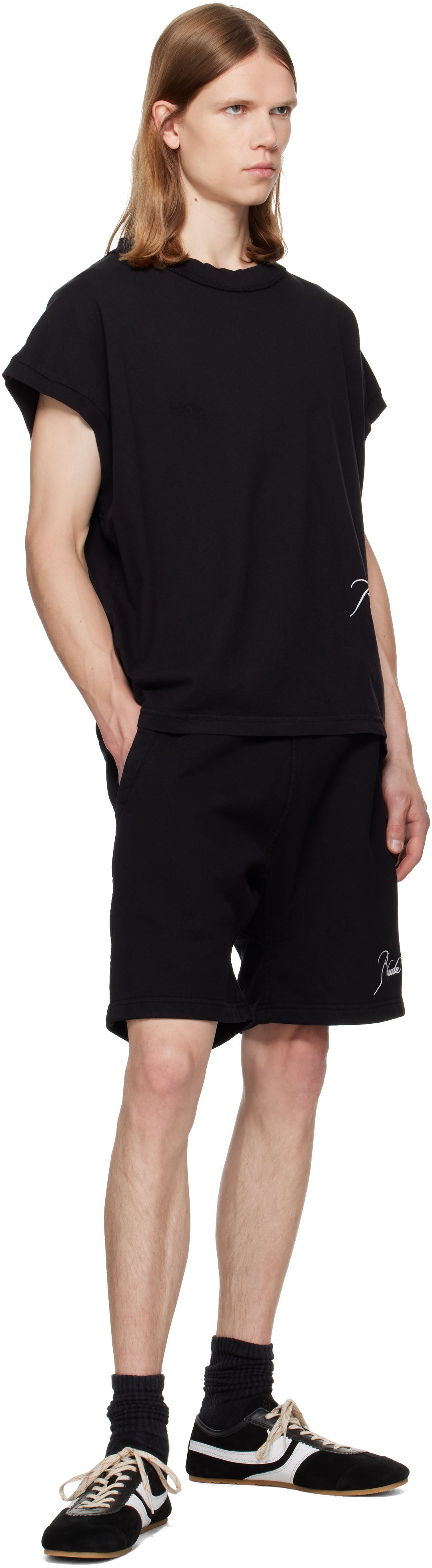 Rhude: Black Classique Cutoff Sleeve T-shirt | SSENSE Japan