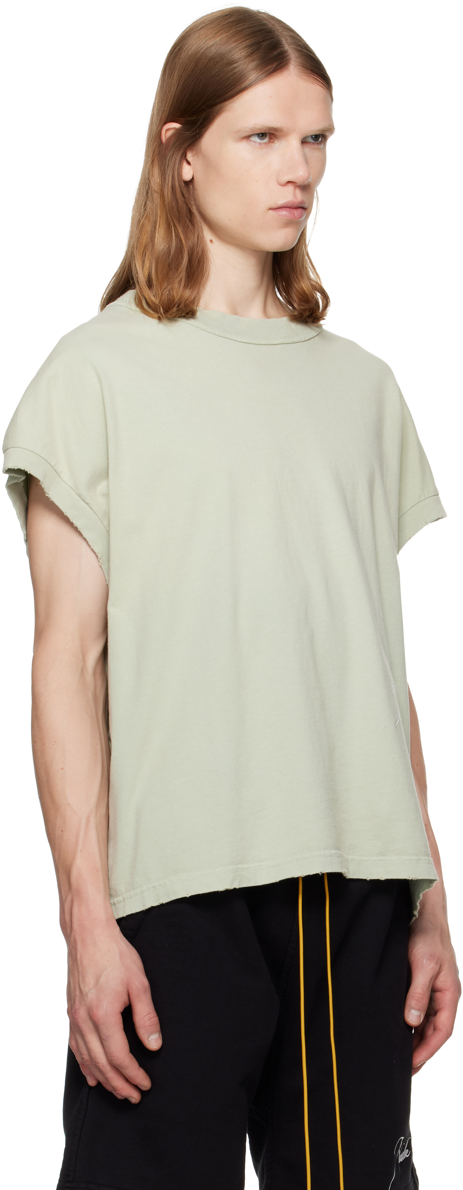 Rhude - T-shirt à bords bruts vert