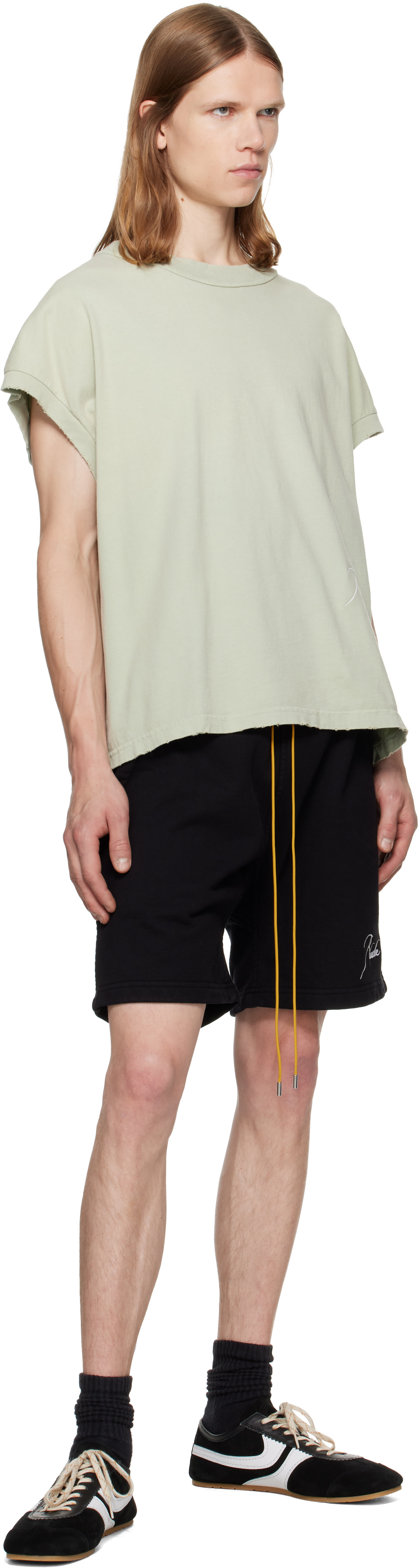 Rhude - T-shirt à bords bruts vert