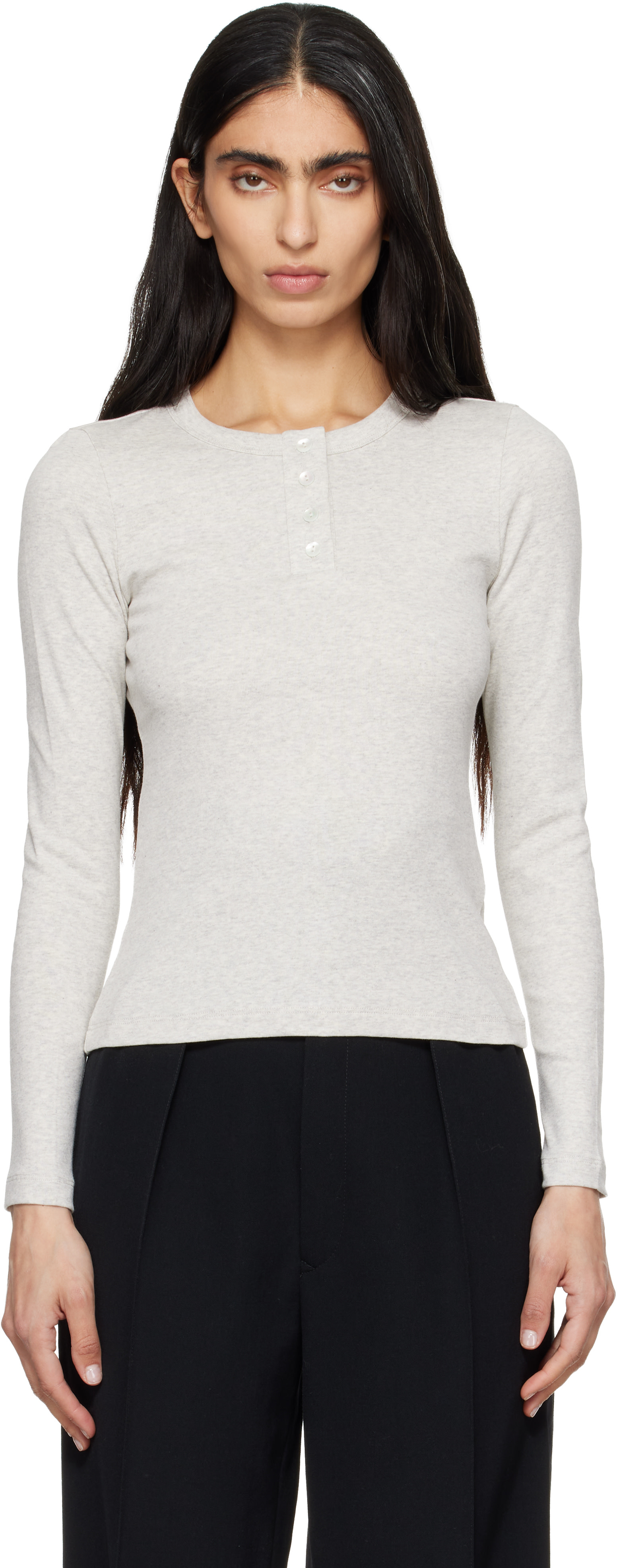 FLORE FLORE: Gray Jess Longsleeve T-shirt | SSENSE