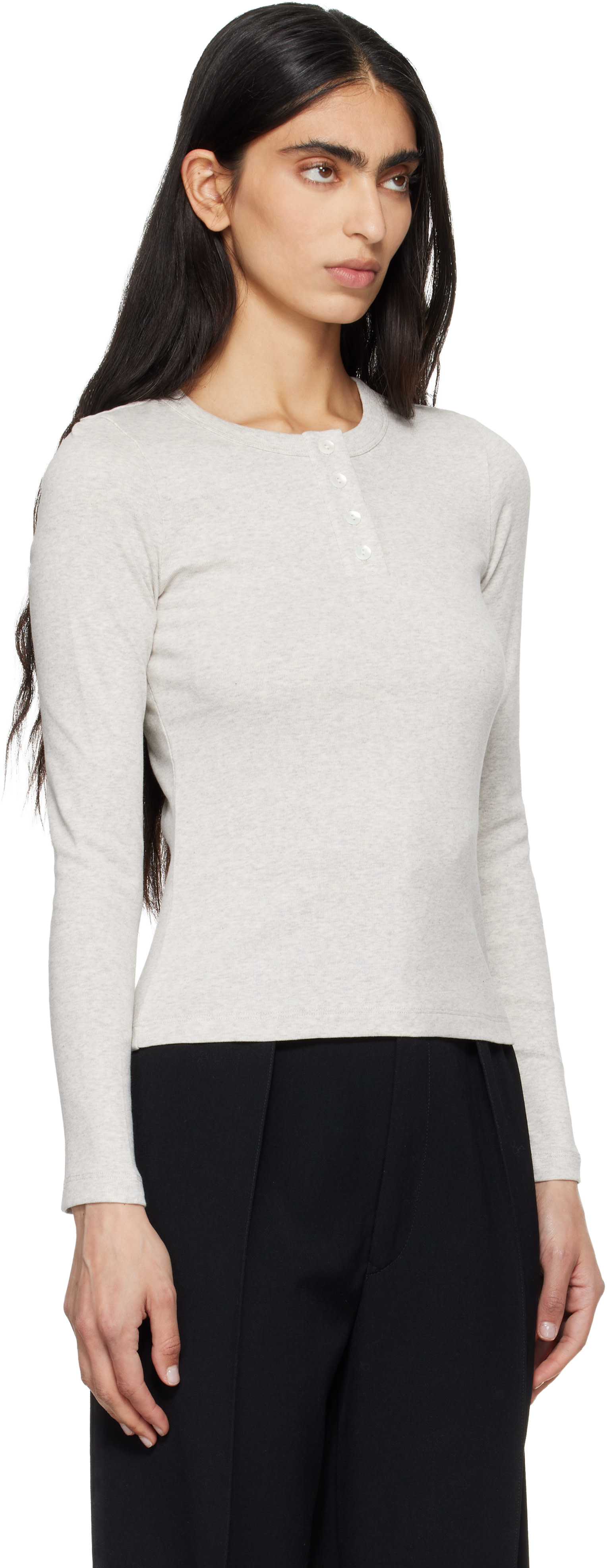 FLORE FLORE: Gray Jess Longsleeve T-shirt | SSENSE Canada