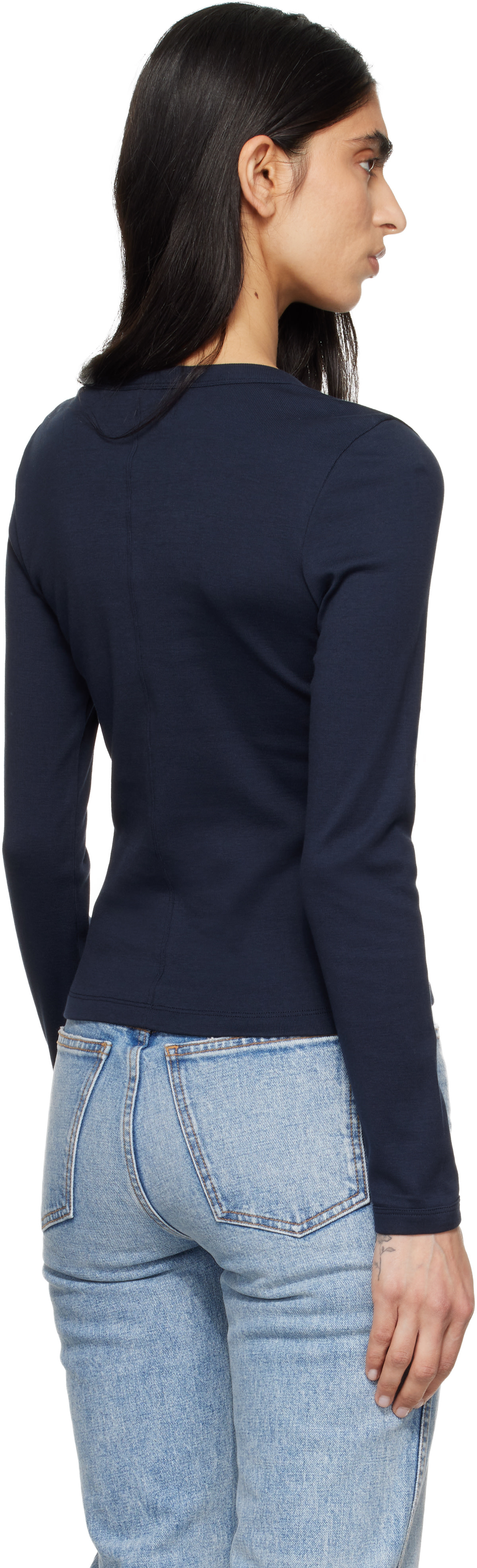 FLORE FLORE: Navy Iman Longsleeve T-shirt | SSENSE